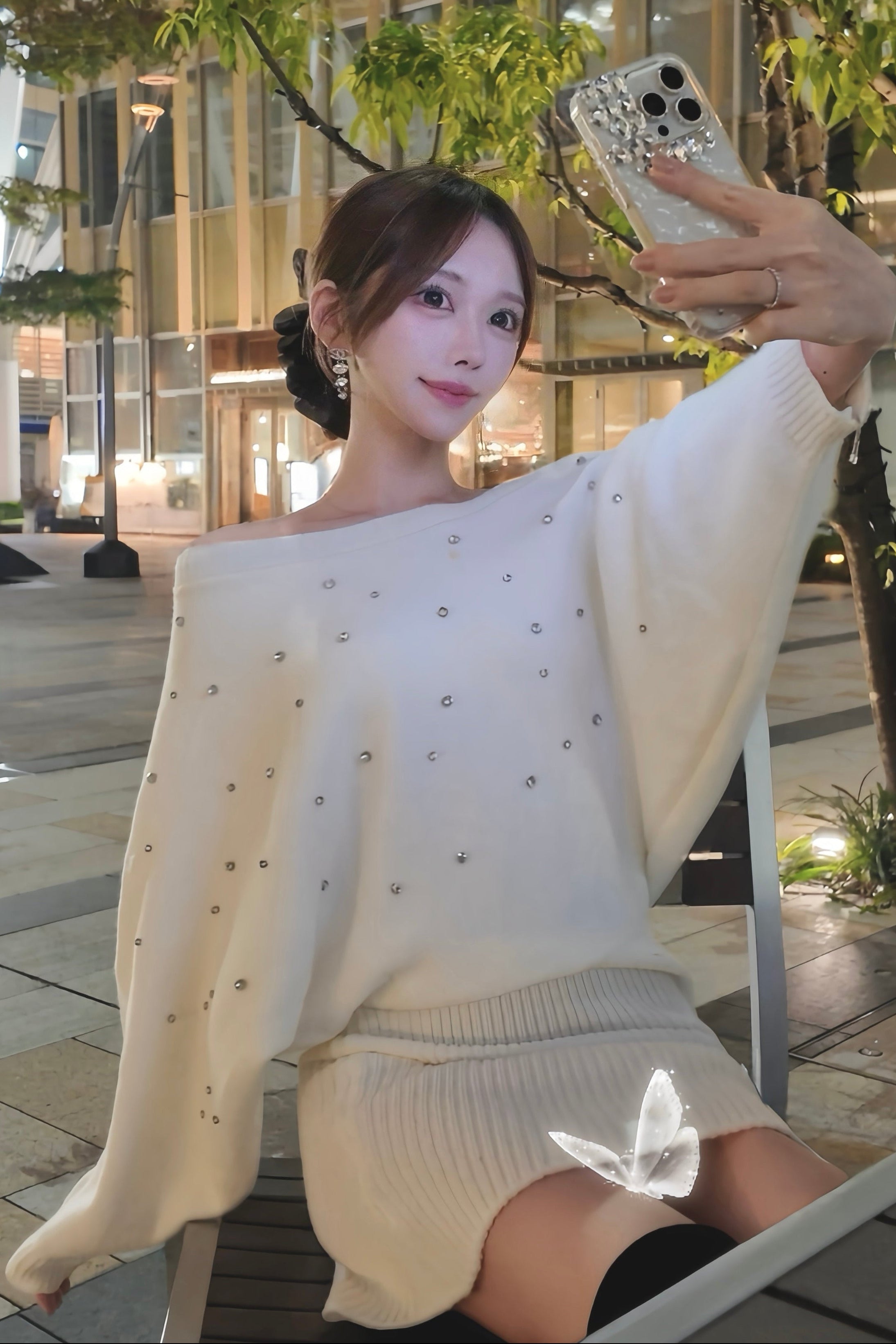 ビジューオフショルワンピースKR13524