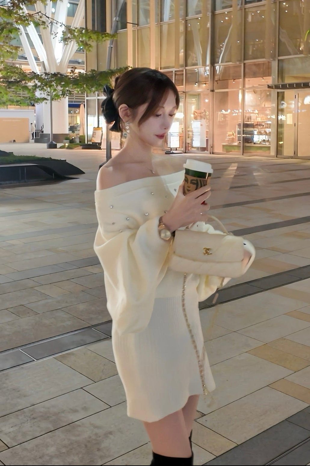 ビジューオフショルワンピースKR13524