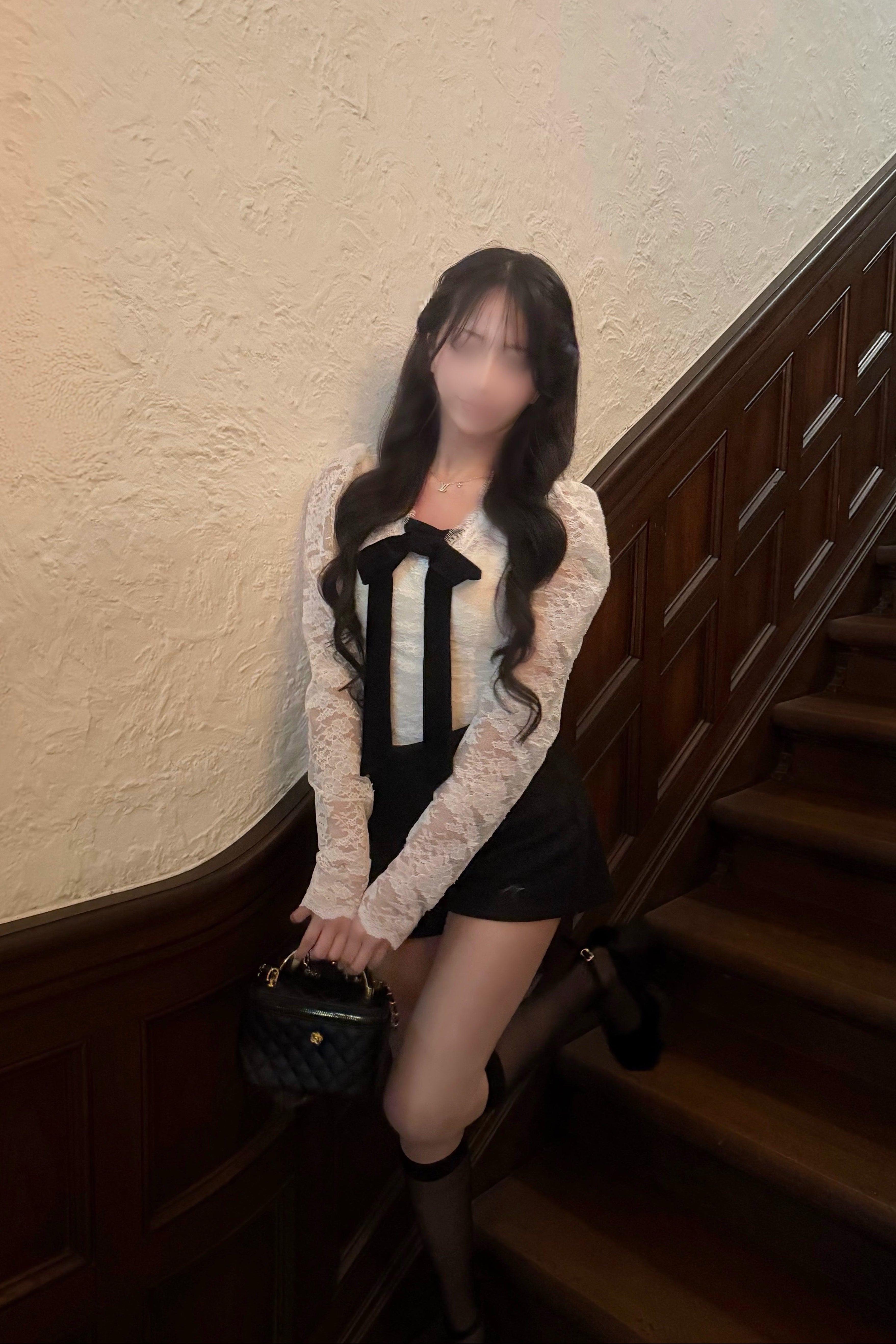 リボンフロントレーストップス KR30525