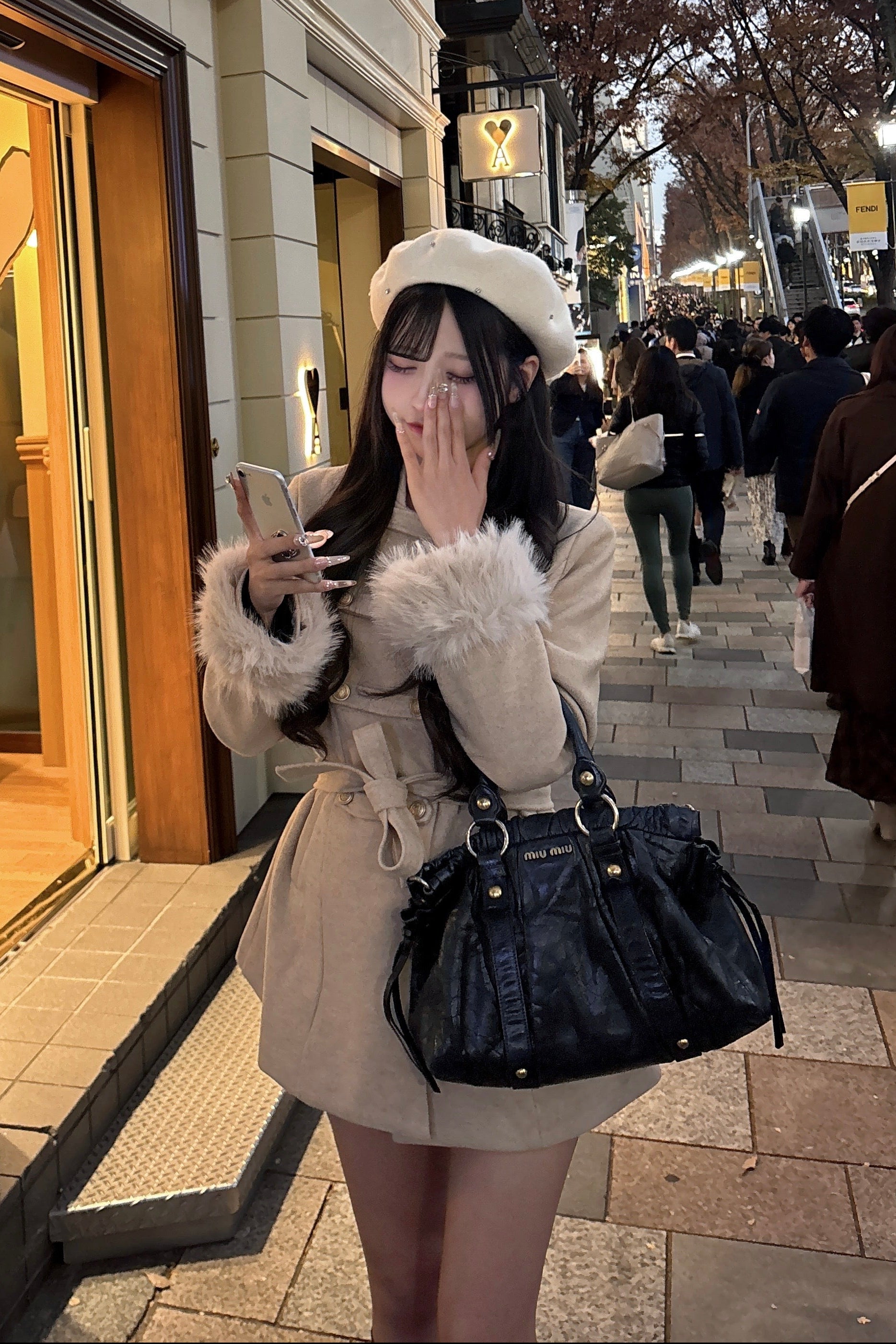 ゴールドボタンファーベルトコート KR30259