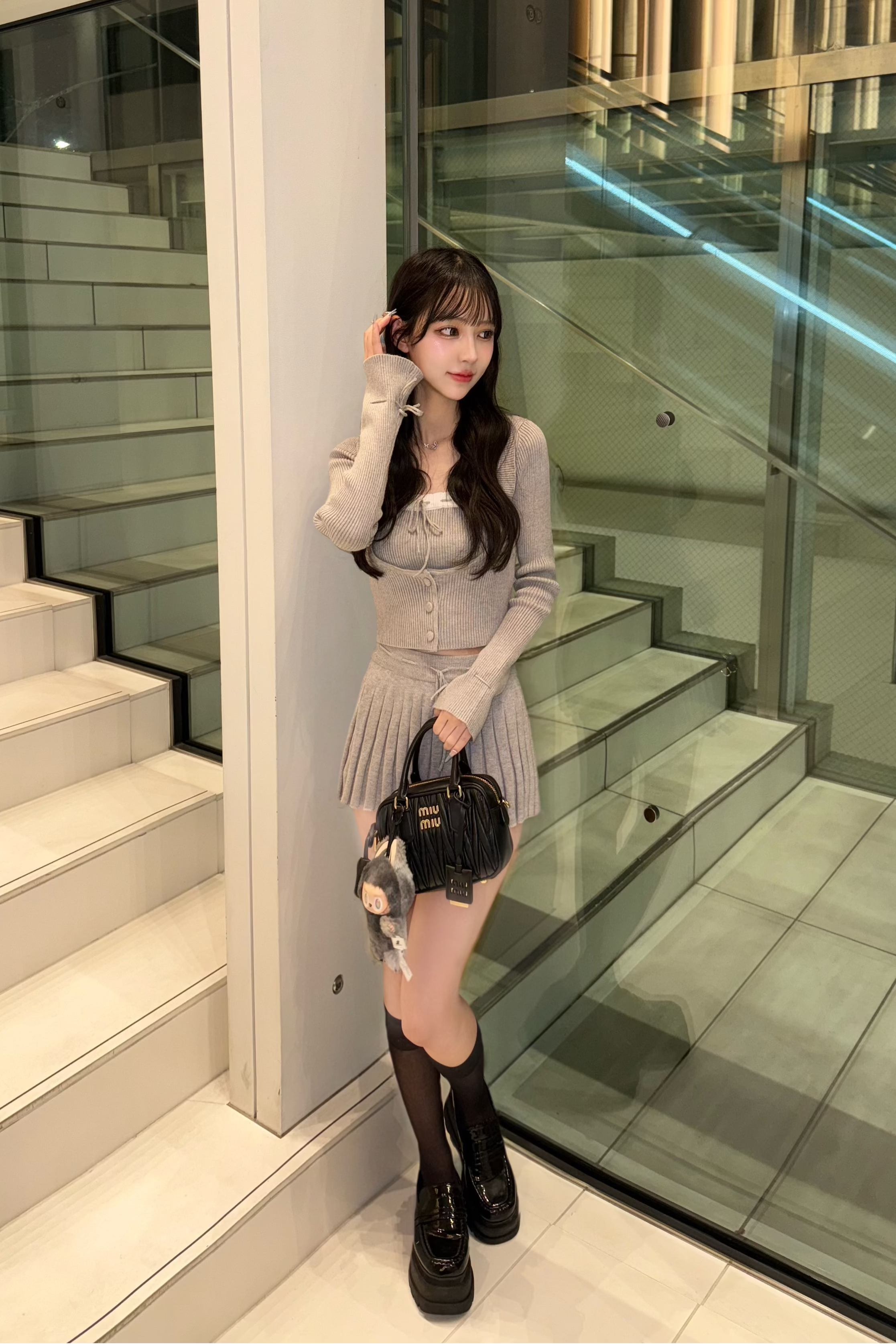 リボンニットプリーツセットアップ KR12338