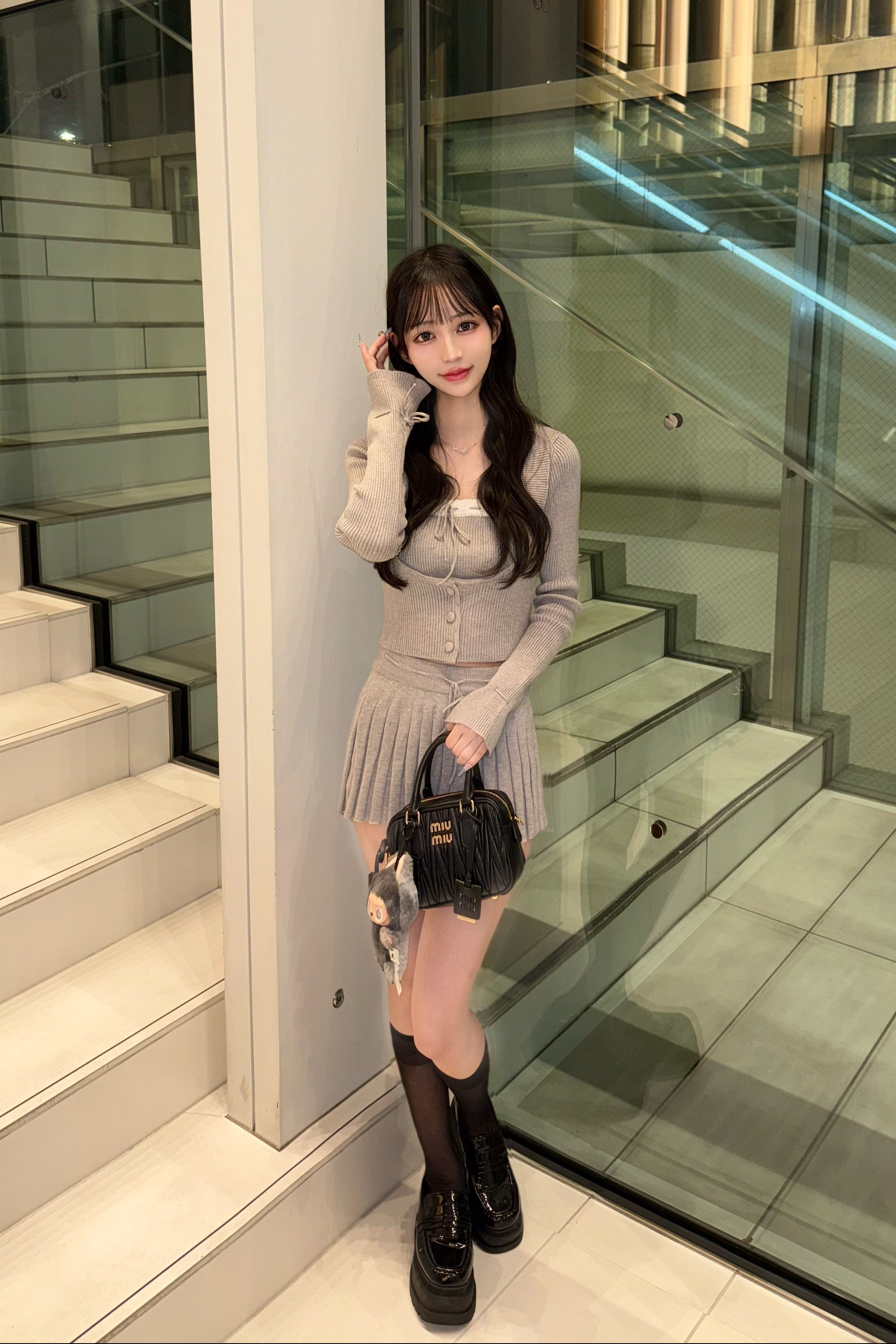 リボンニットプリーツセットアップ KR12338