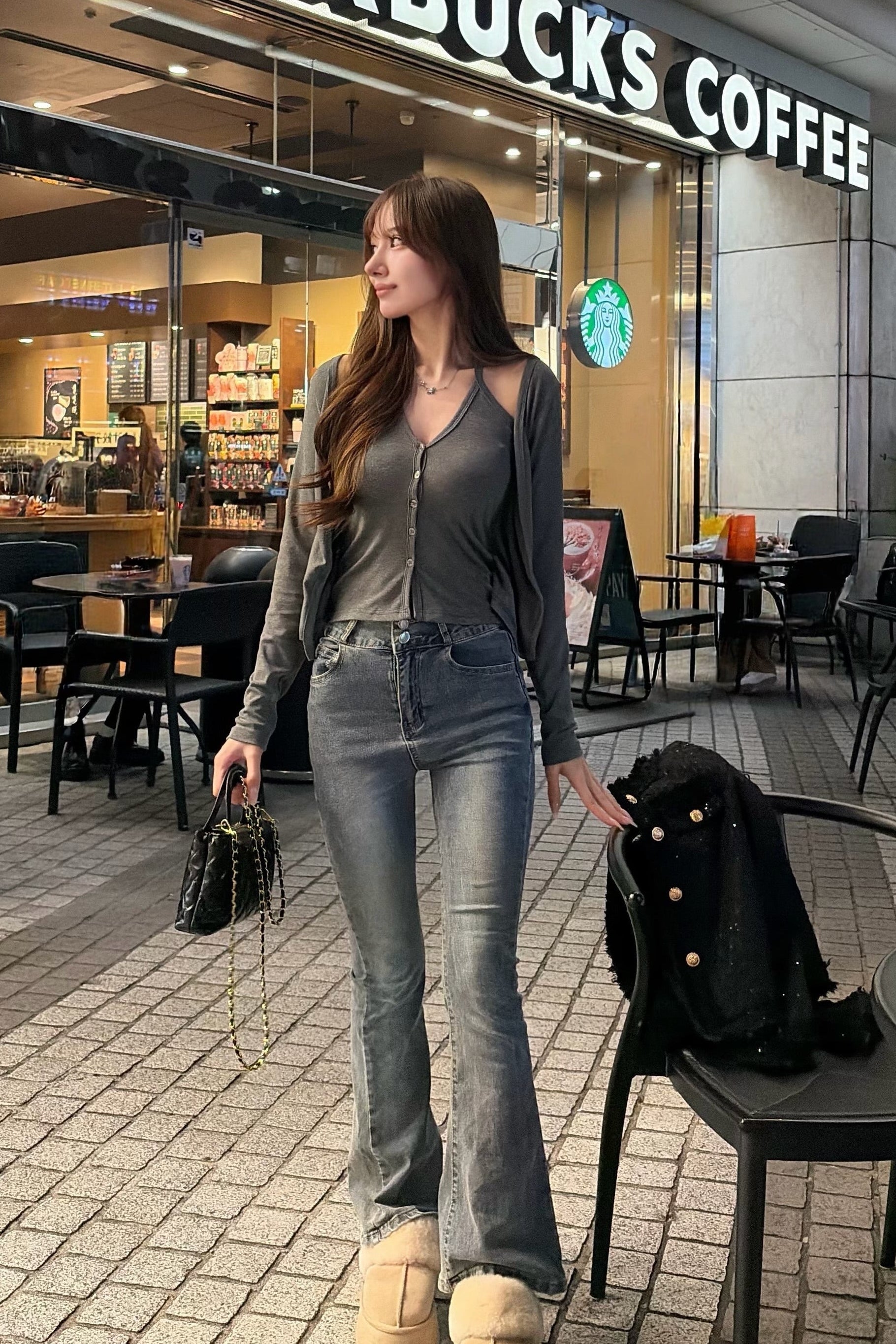 ダブルボタンデニムフレアパンツ KR11112