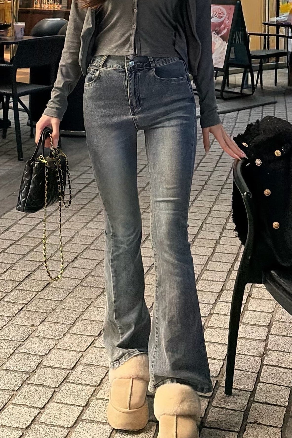 ダブルボタンデニムフレアパンツ KR11112