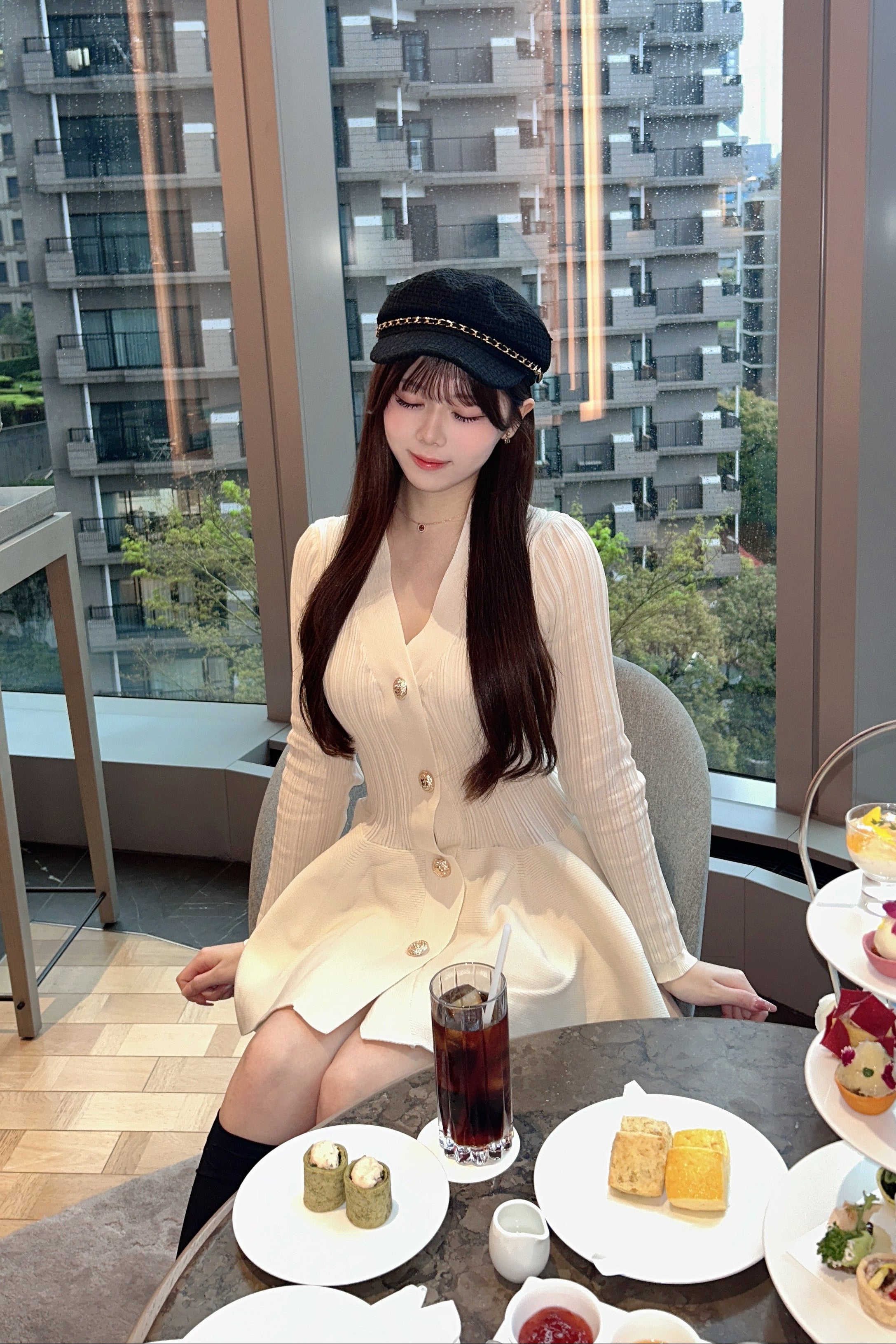 フロントボタンレースワンピース KR14384