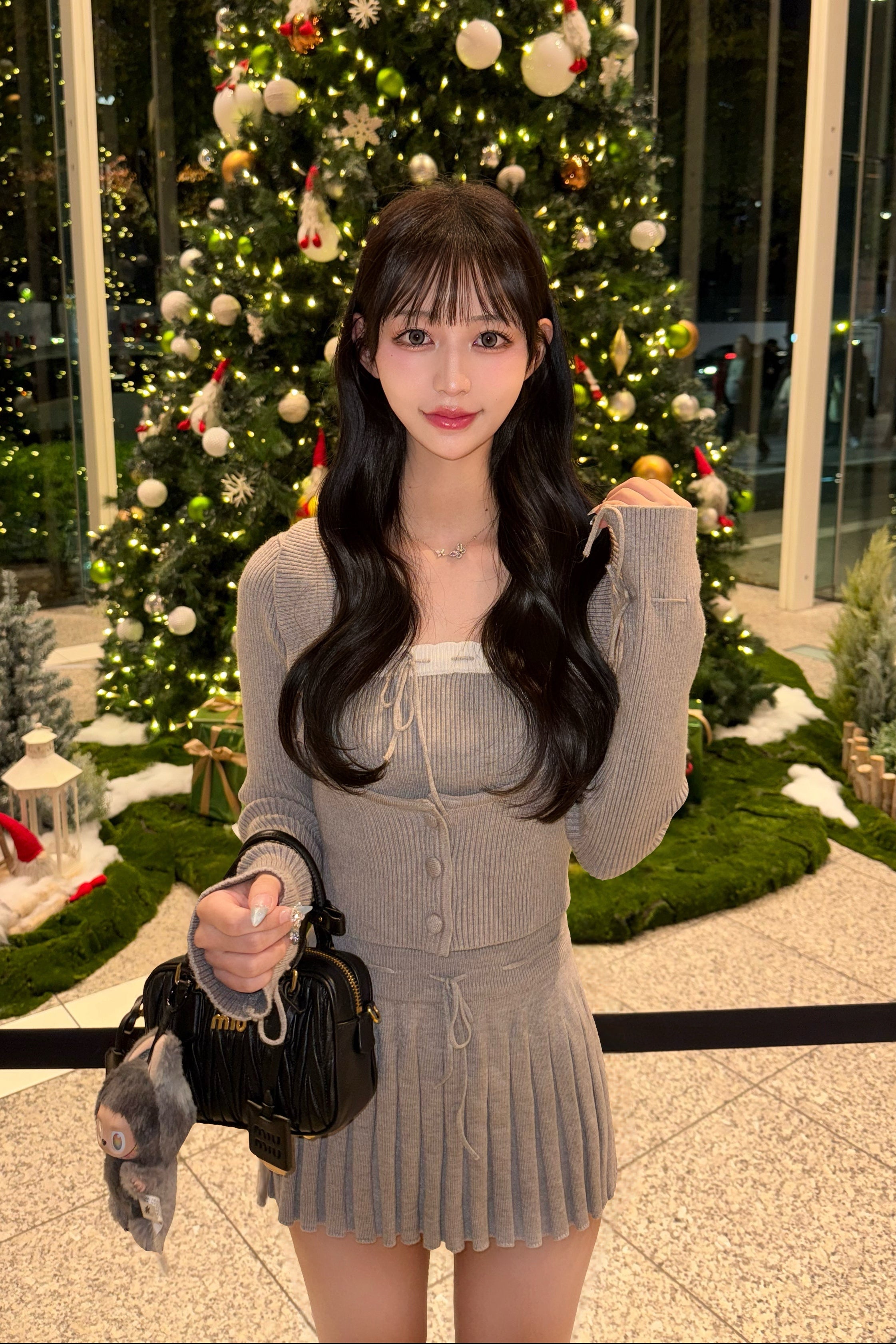 リボンニットプリーツセットアップ KR12338