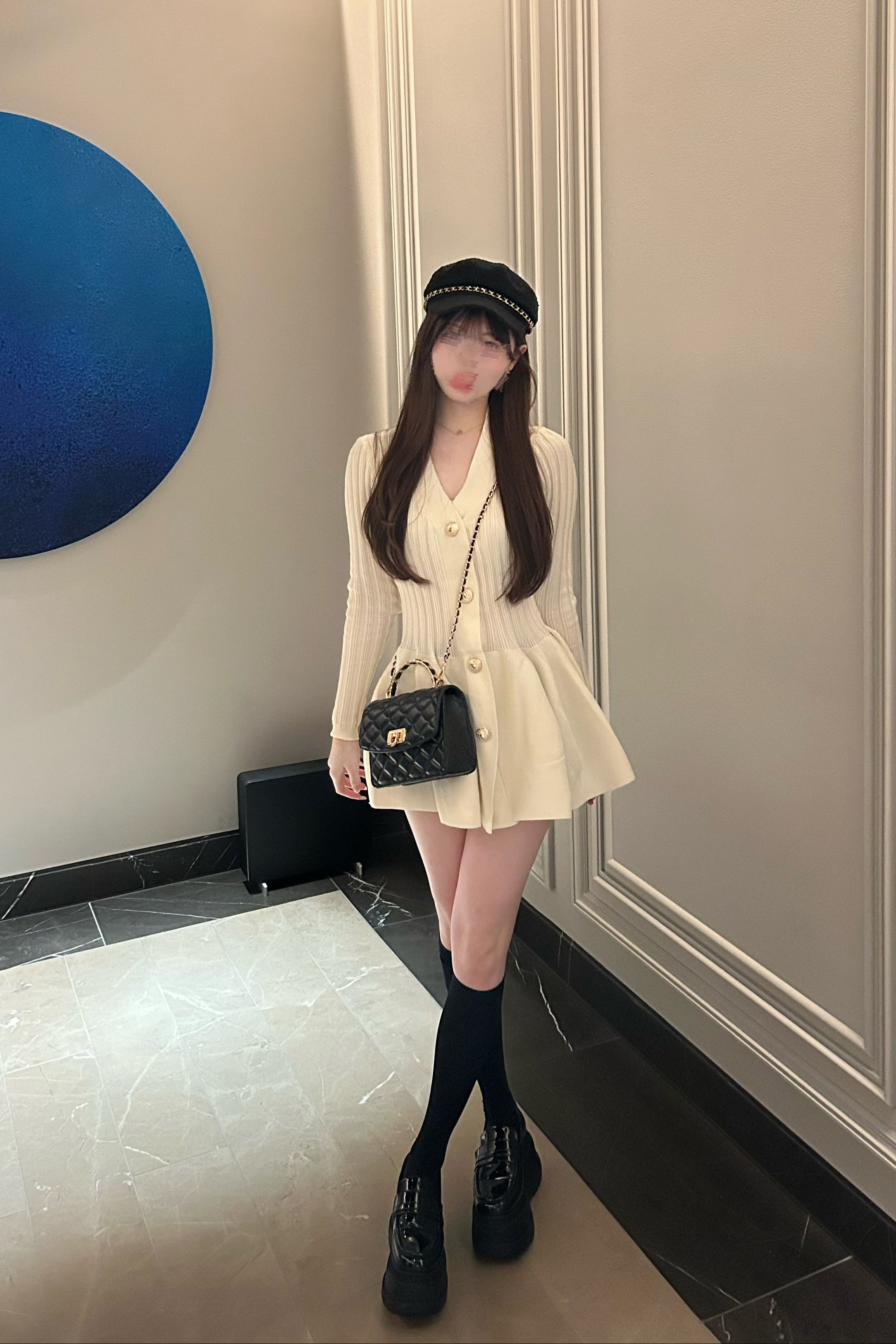 フロントボタンレースワンピース KR14384