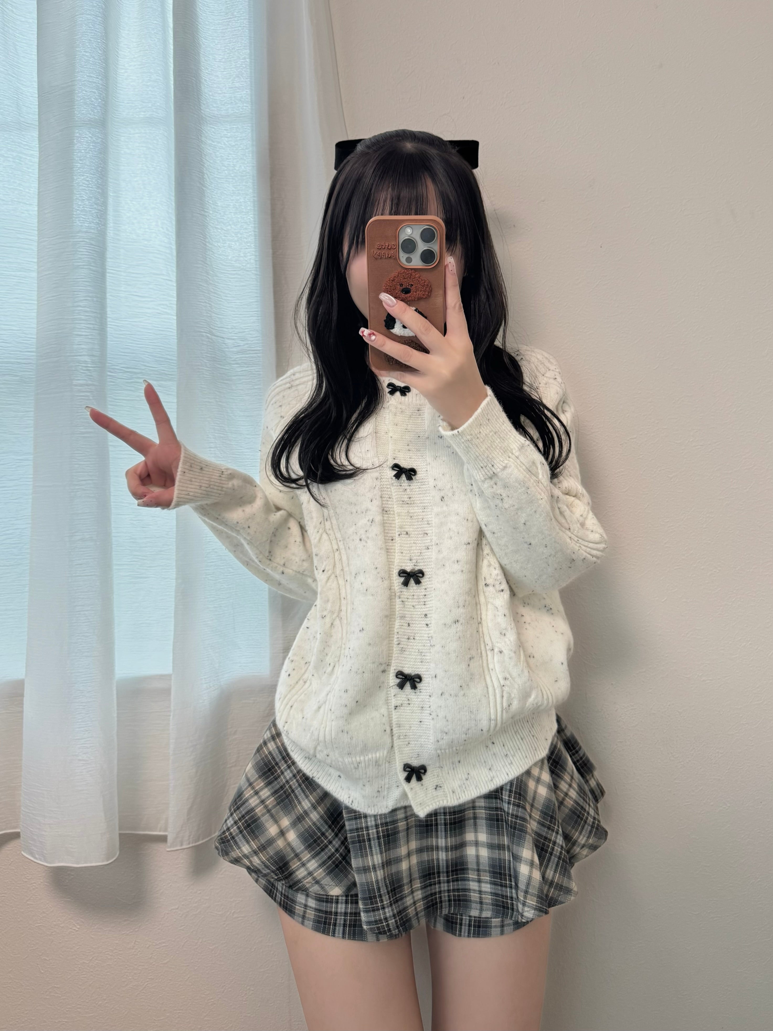 フロントリボンミックスカーディガン KR13267