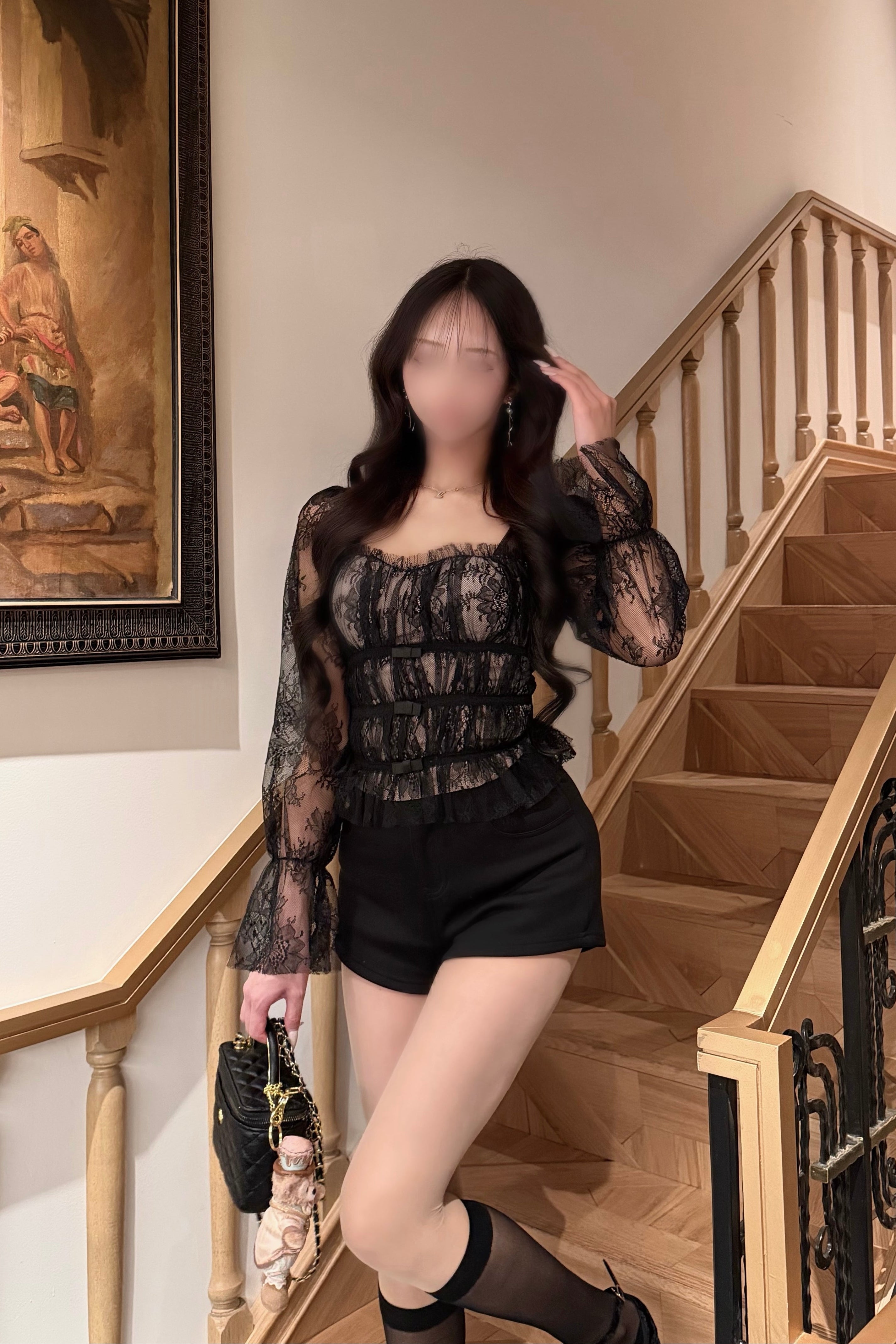 シアーレースシャーリングトップス KR14488