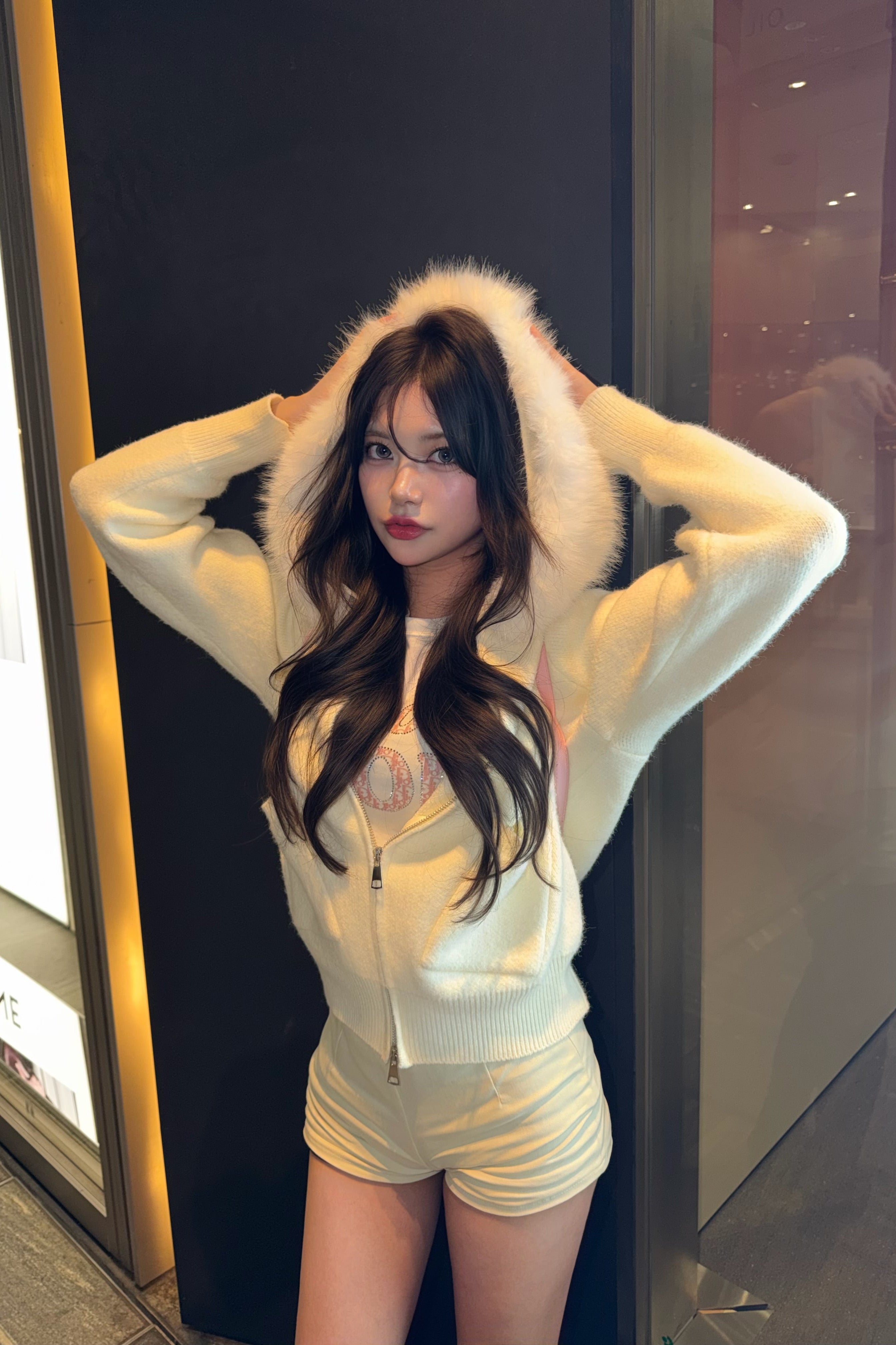 オーバーファーニットパーカー KR30007