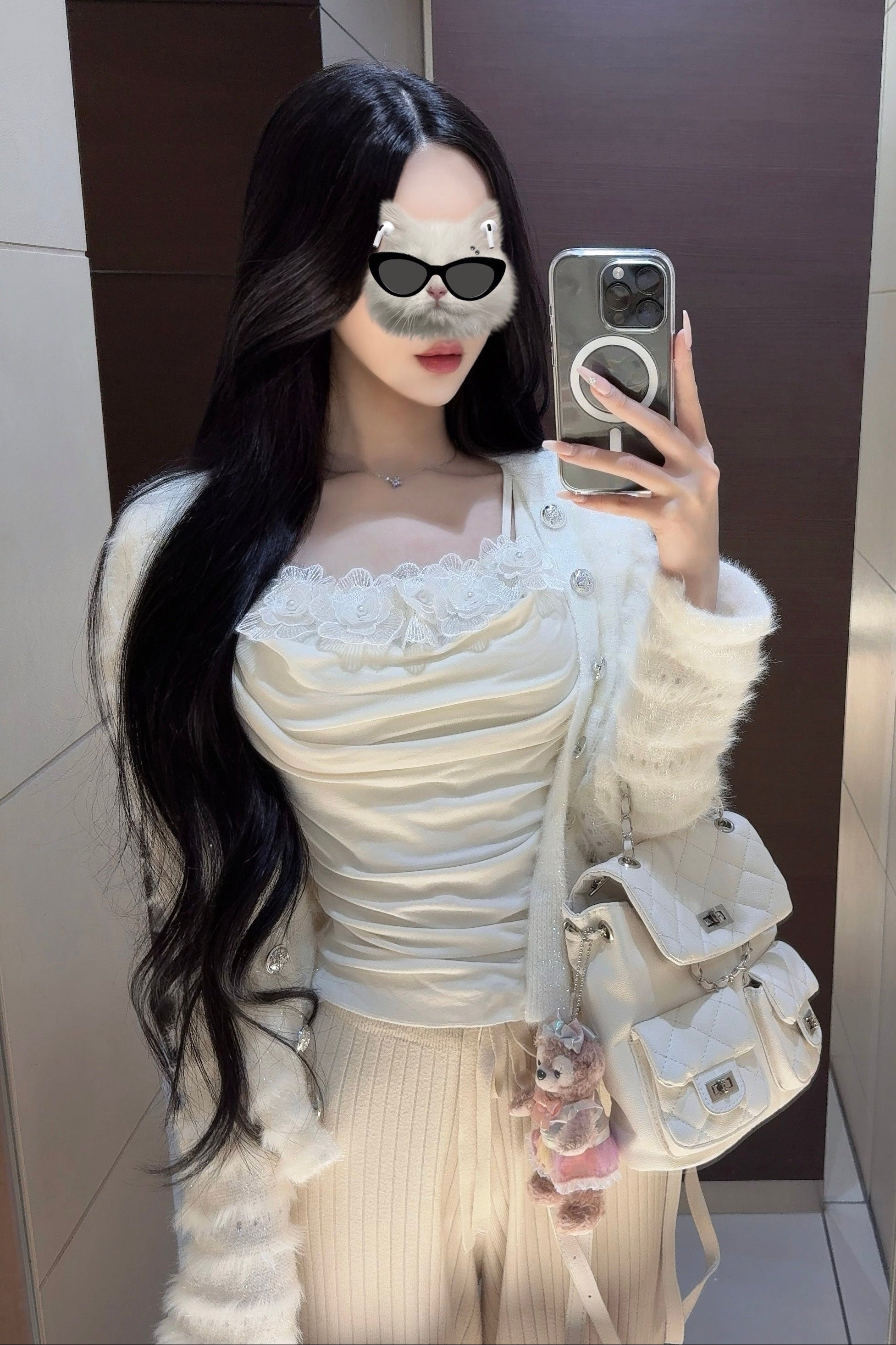 メタリックボタンラメカーディガン KR12732