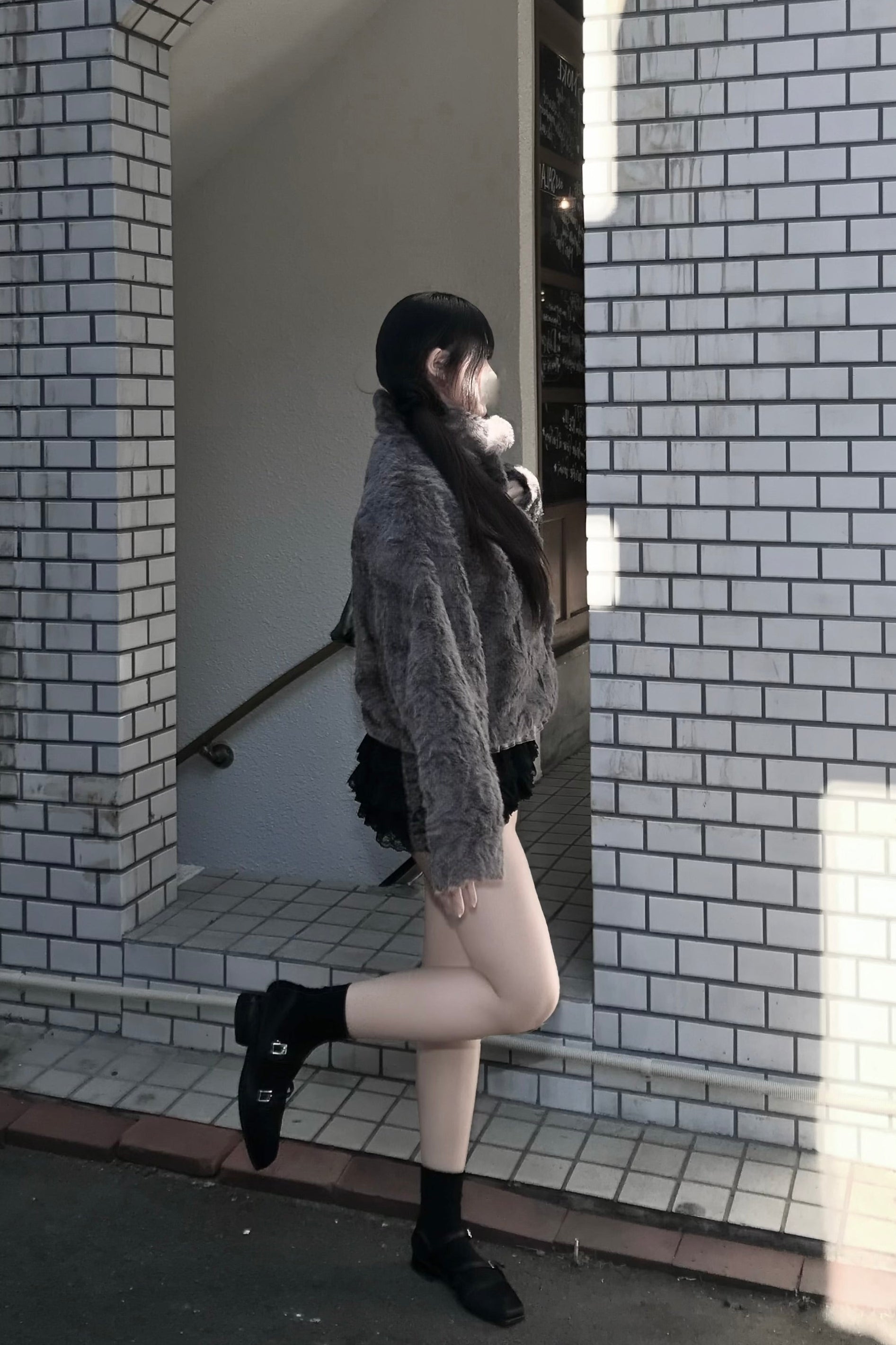 フェイクファースタンドカラーコート KR30364