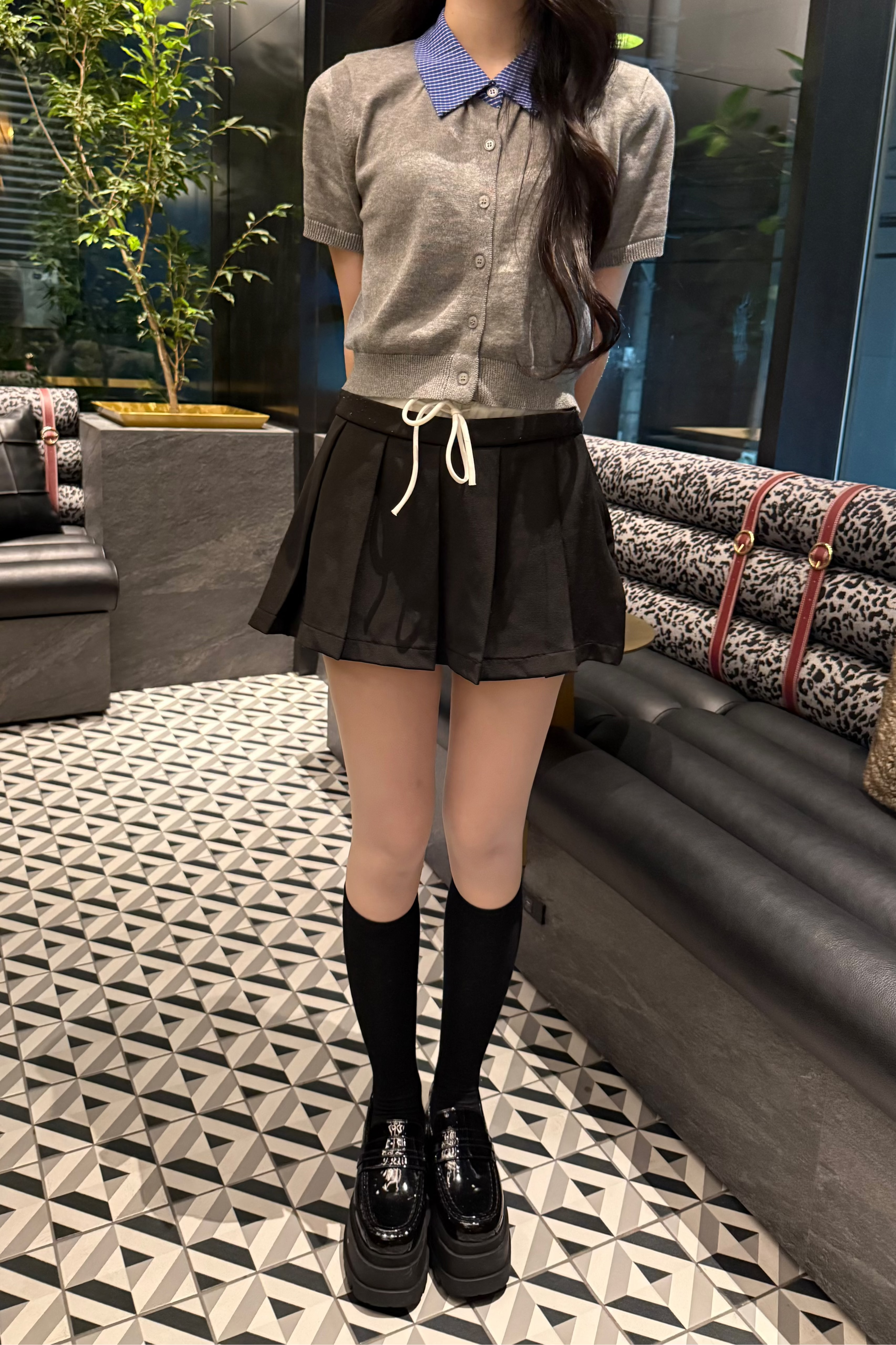 layered band pleated skirt KR10203
