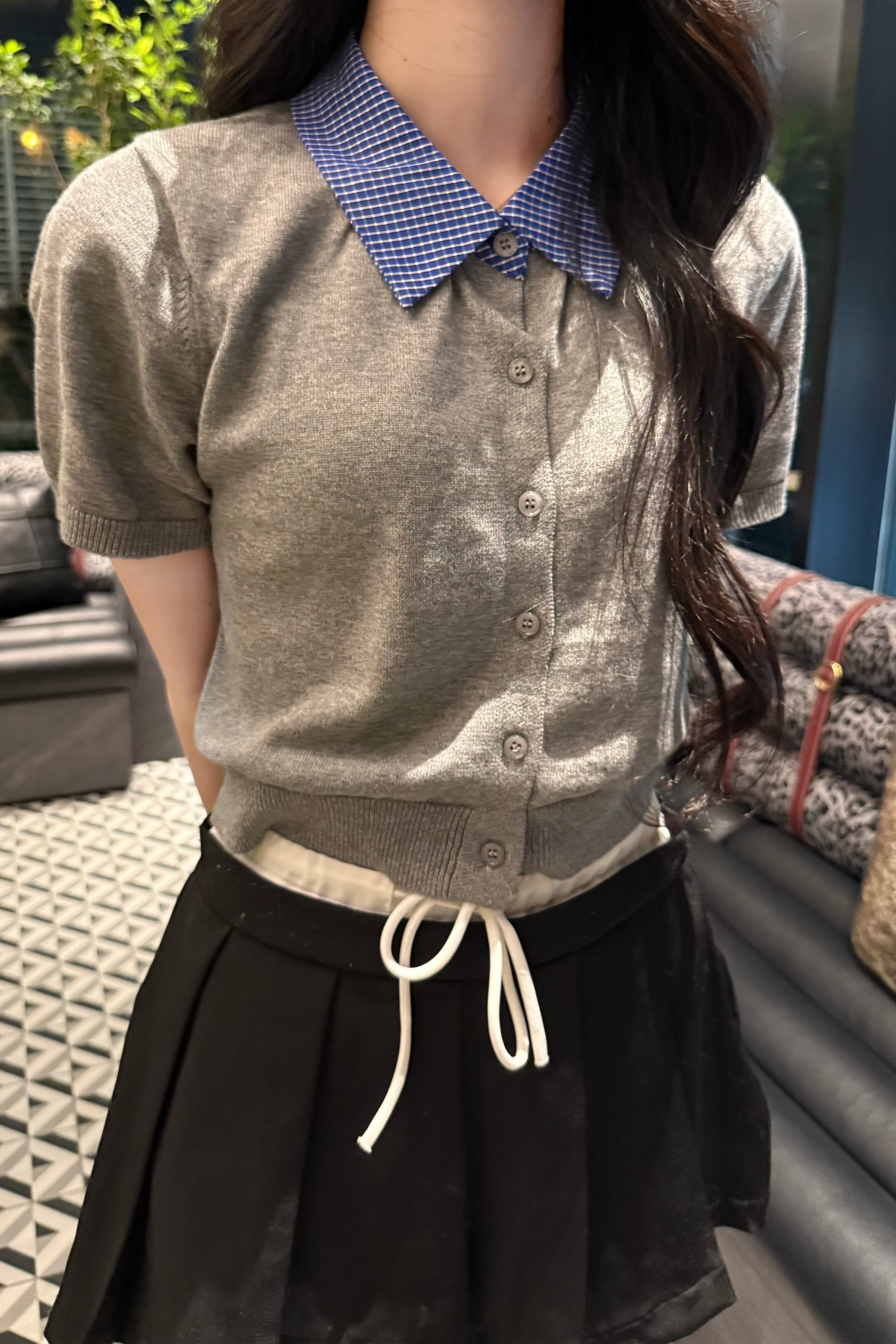 blue knit tops KR10204