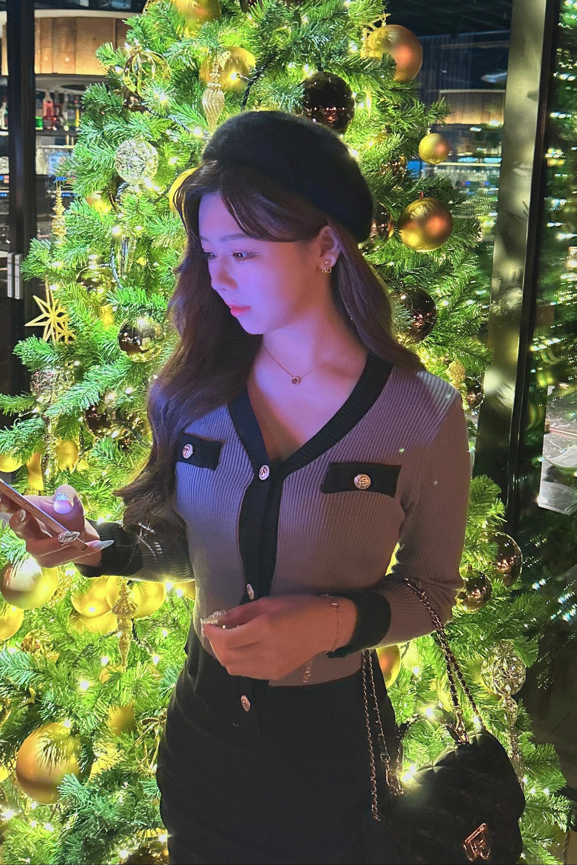 バイカラークロップドカーディガン KR13388