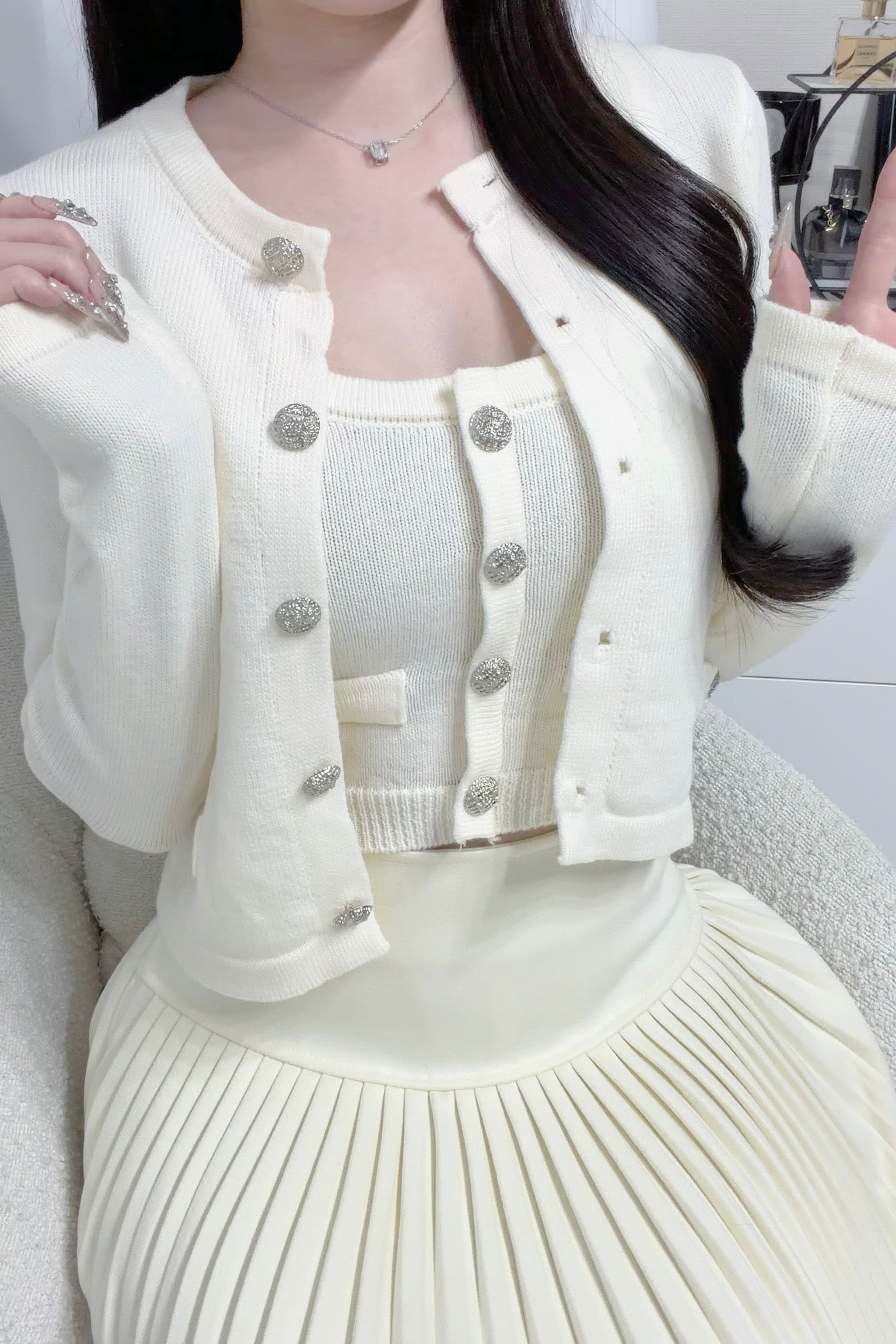 ビジューボタンニットカーディガン KR13953