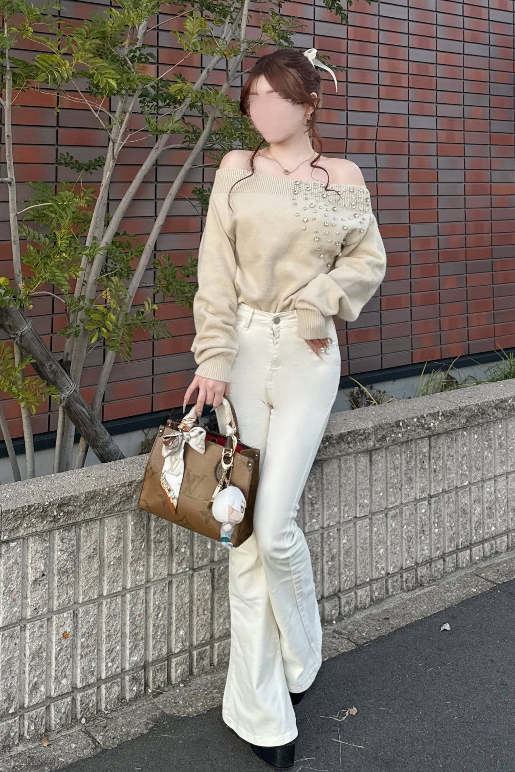 バックハートデザインフレアパンツ KR12401