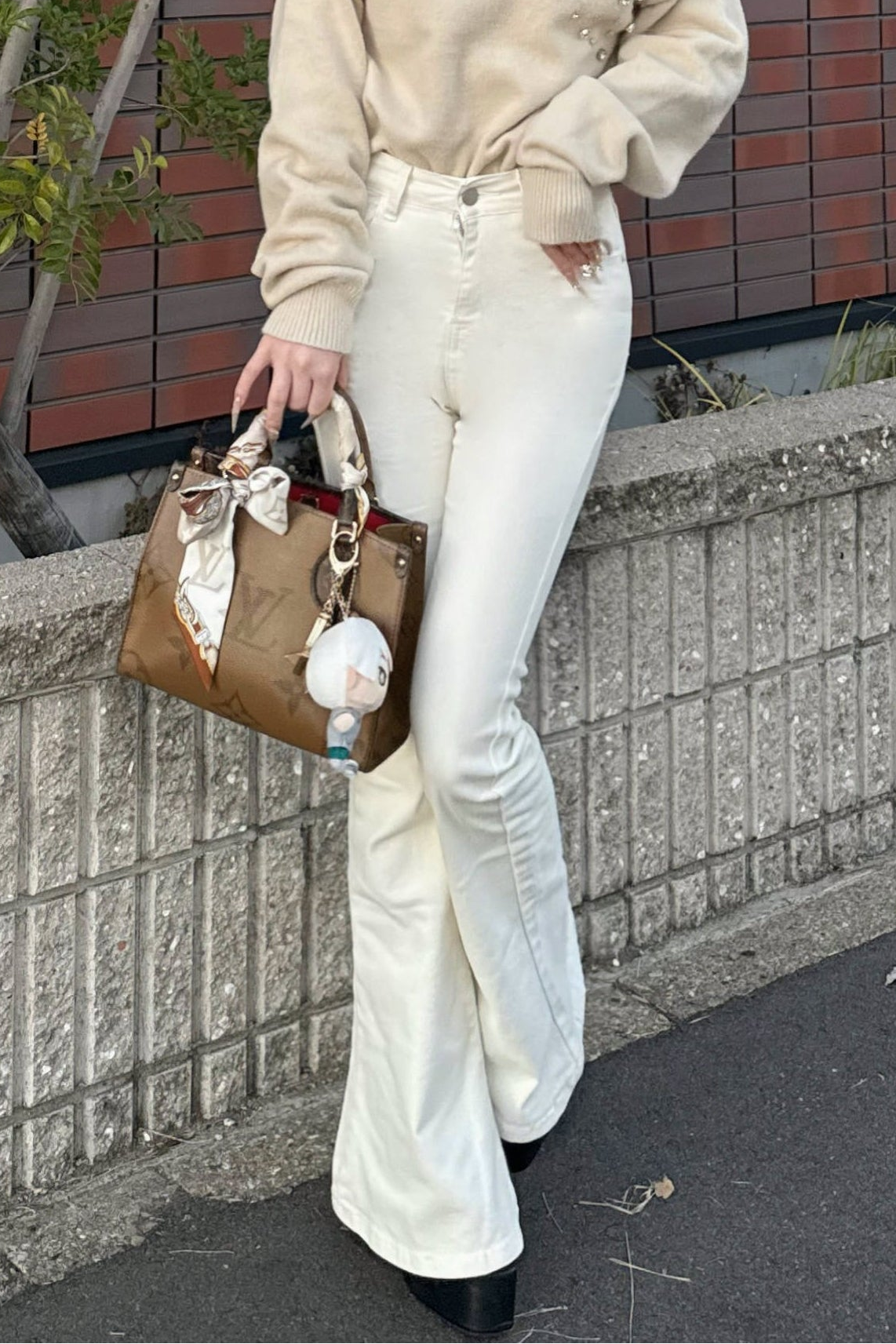 バックハートデザインフレアパンツ KR12401