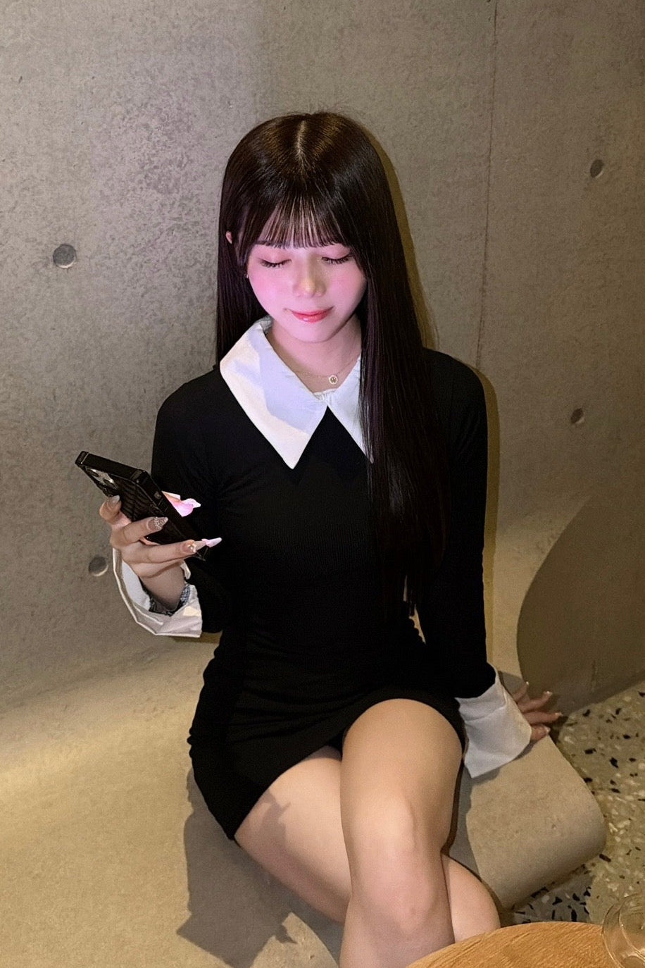 バイカラーシャツワンピース KR13384