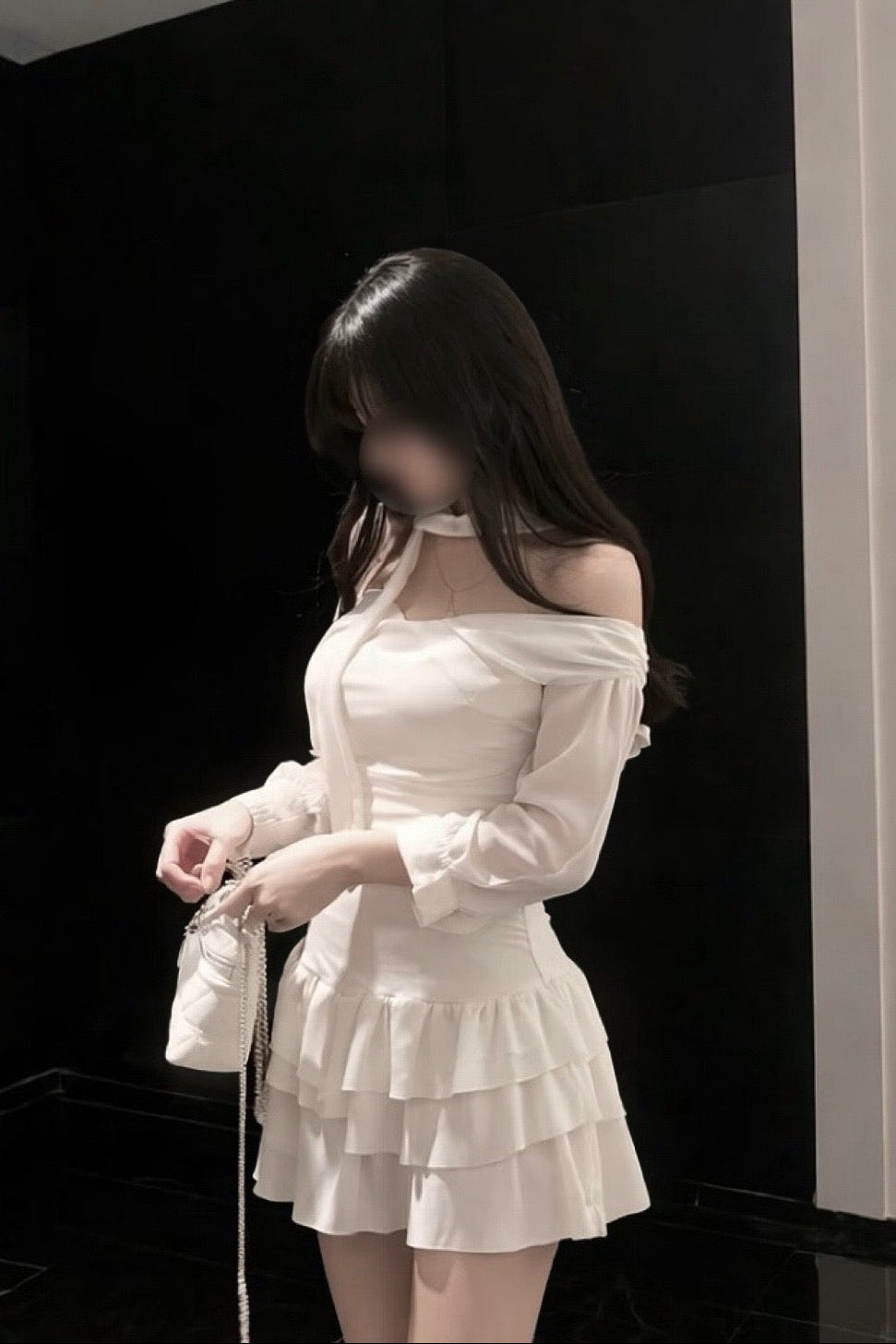 オフショルティアードミニワンピース KR14089