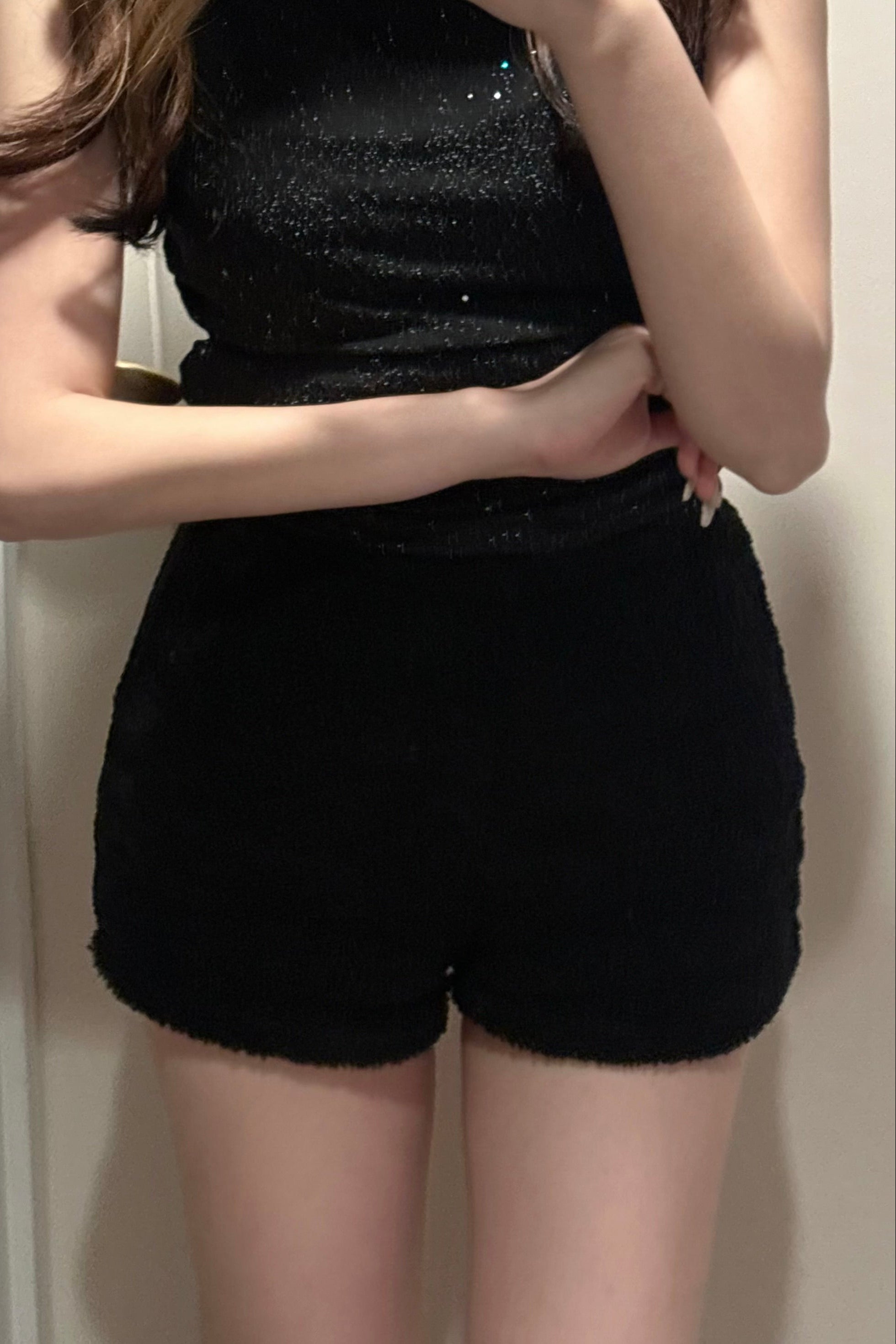 Carla ショートパンツ　ブラック クラシカルボアショートパンツ KR13971