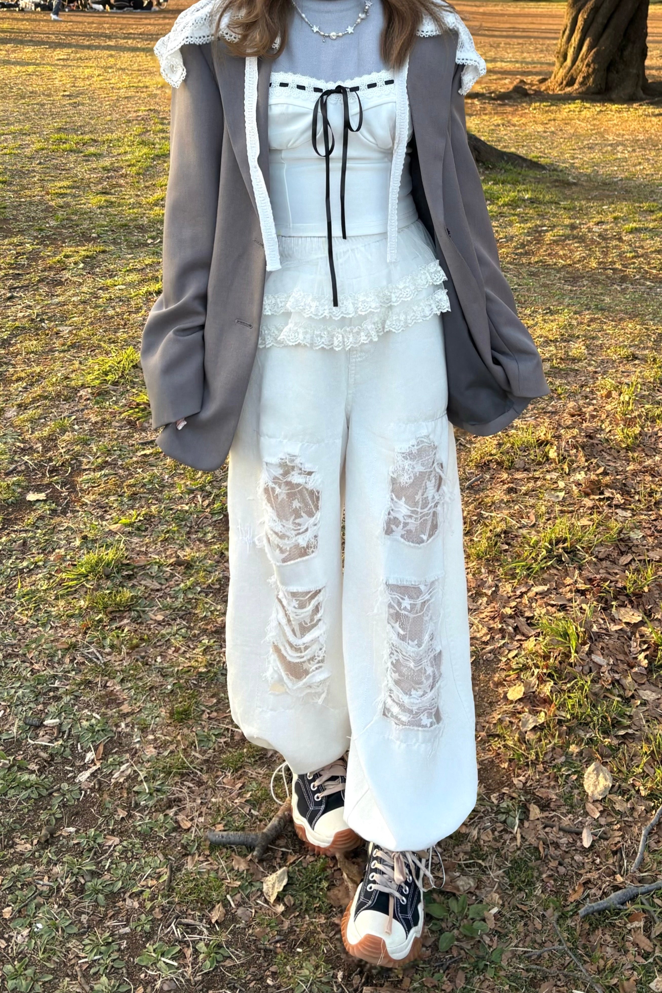 ダメージデニムワイドパンツ KR14229