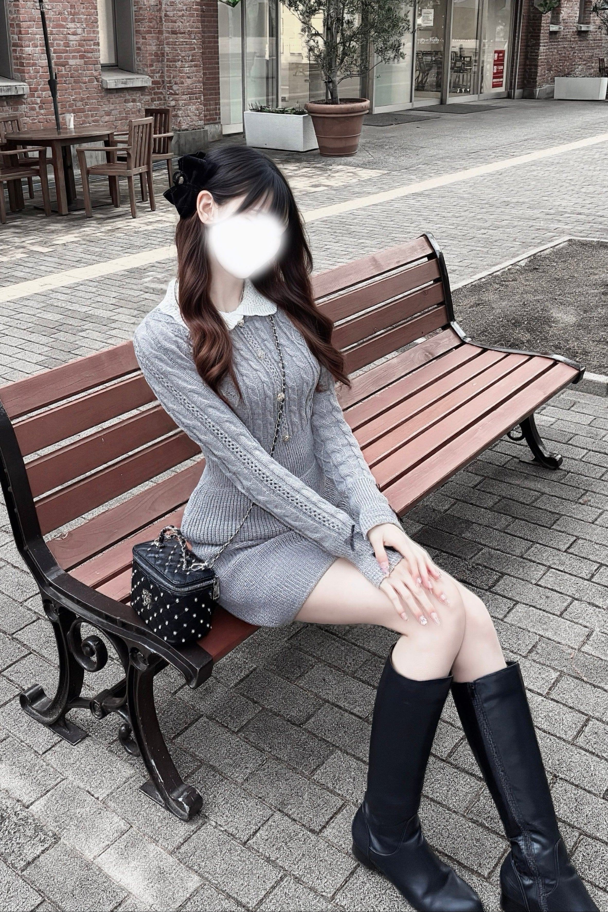 レースカラーフロントボタンニットワンピ KR13956