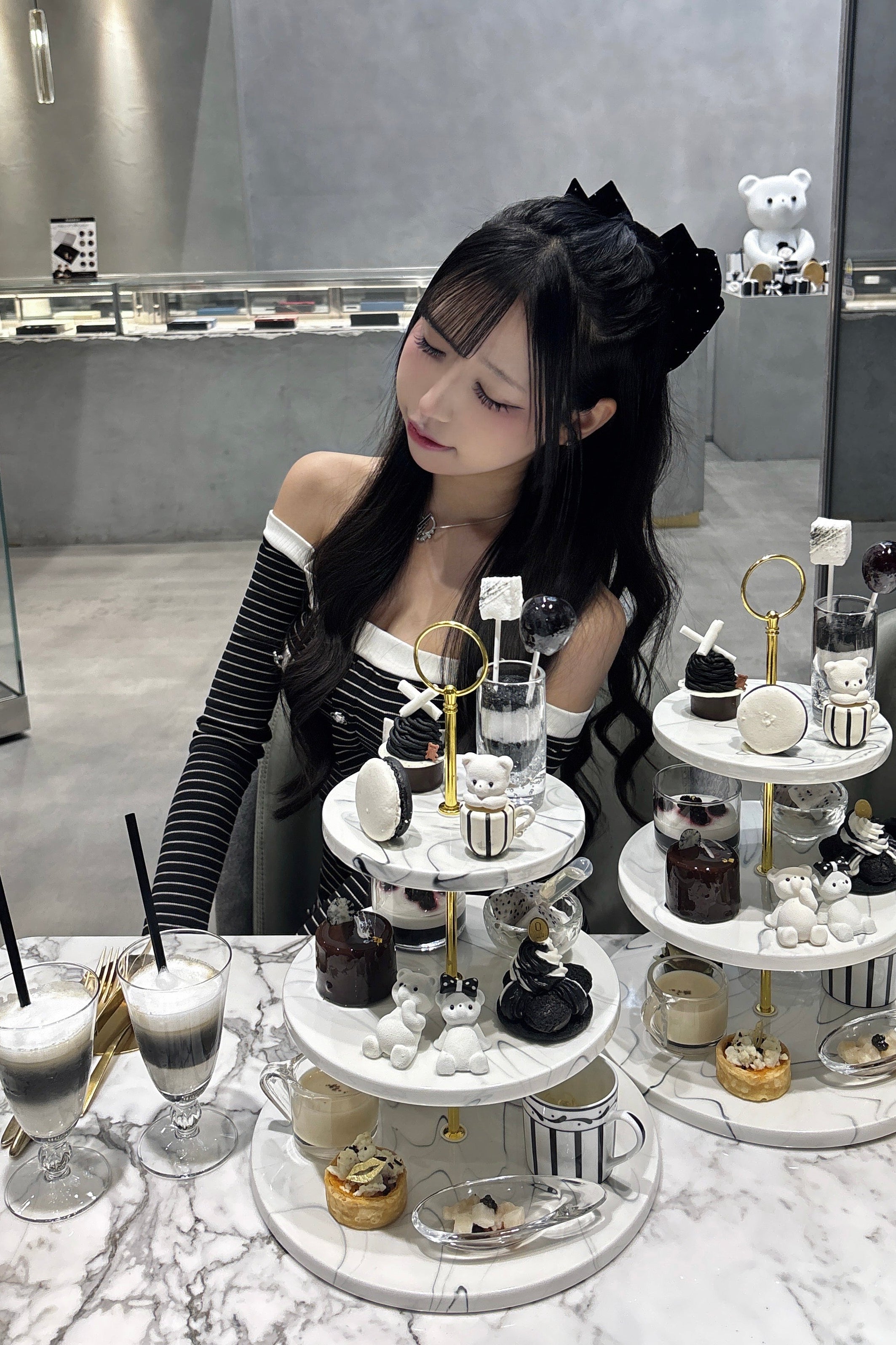 ボーダーオフショルタイトワンピース KR13402