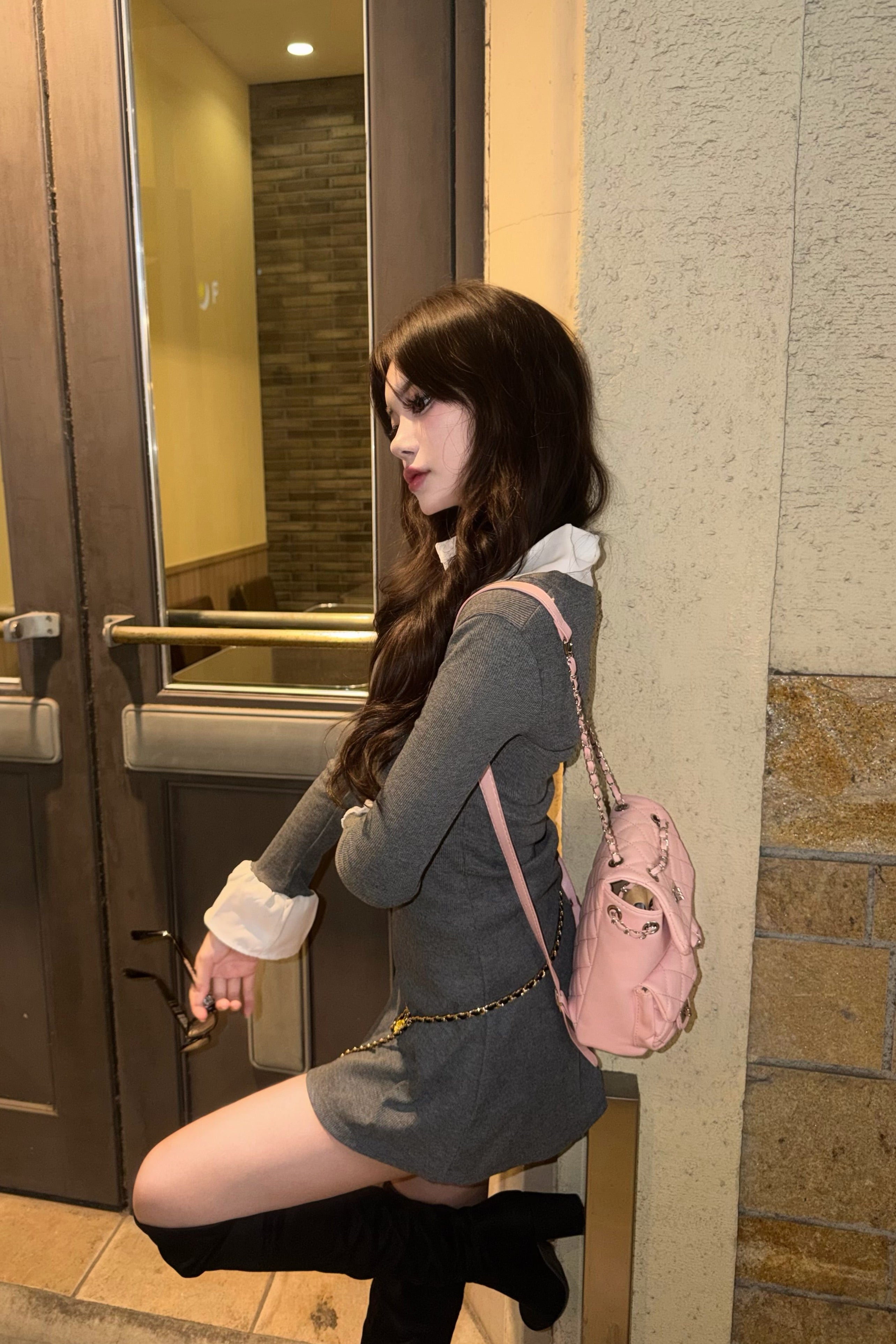 シャツレイヤードワンピース KR13051