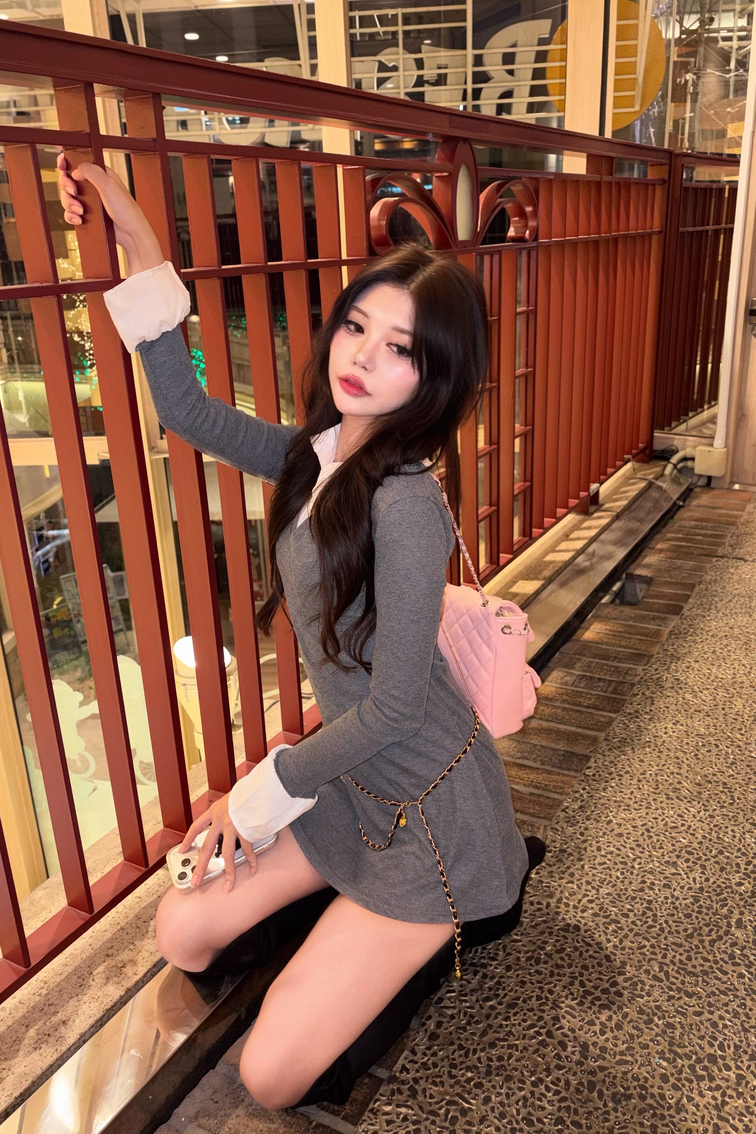 シャツレイヤードワンピース KR13051