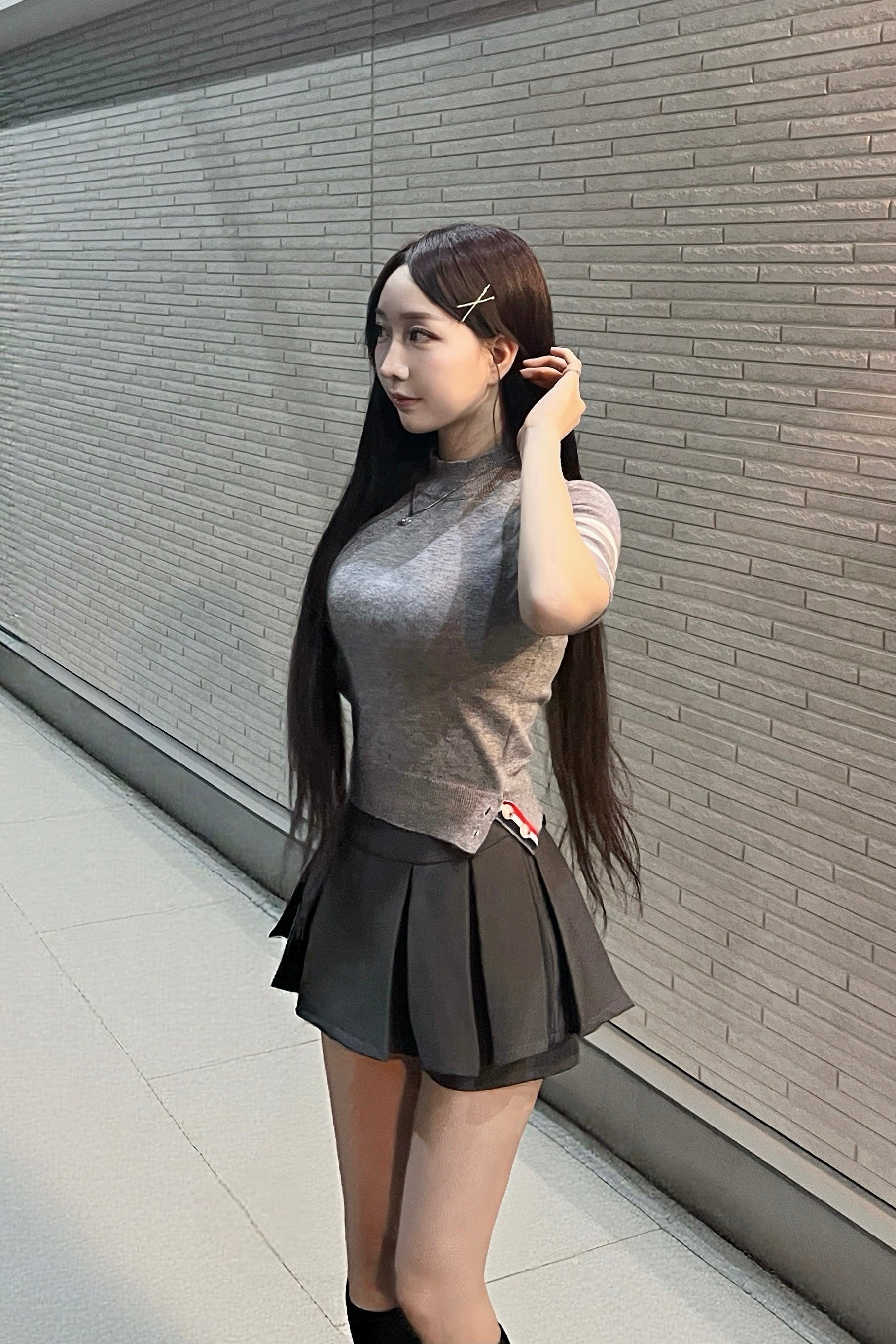 スリーブラインネックニット KR14955