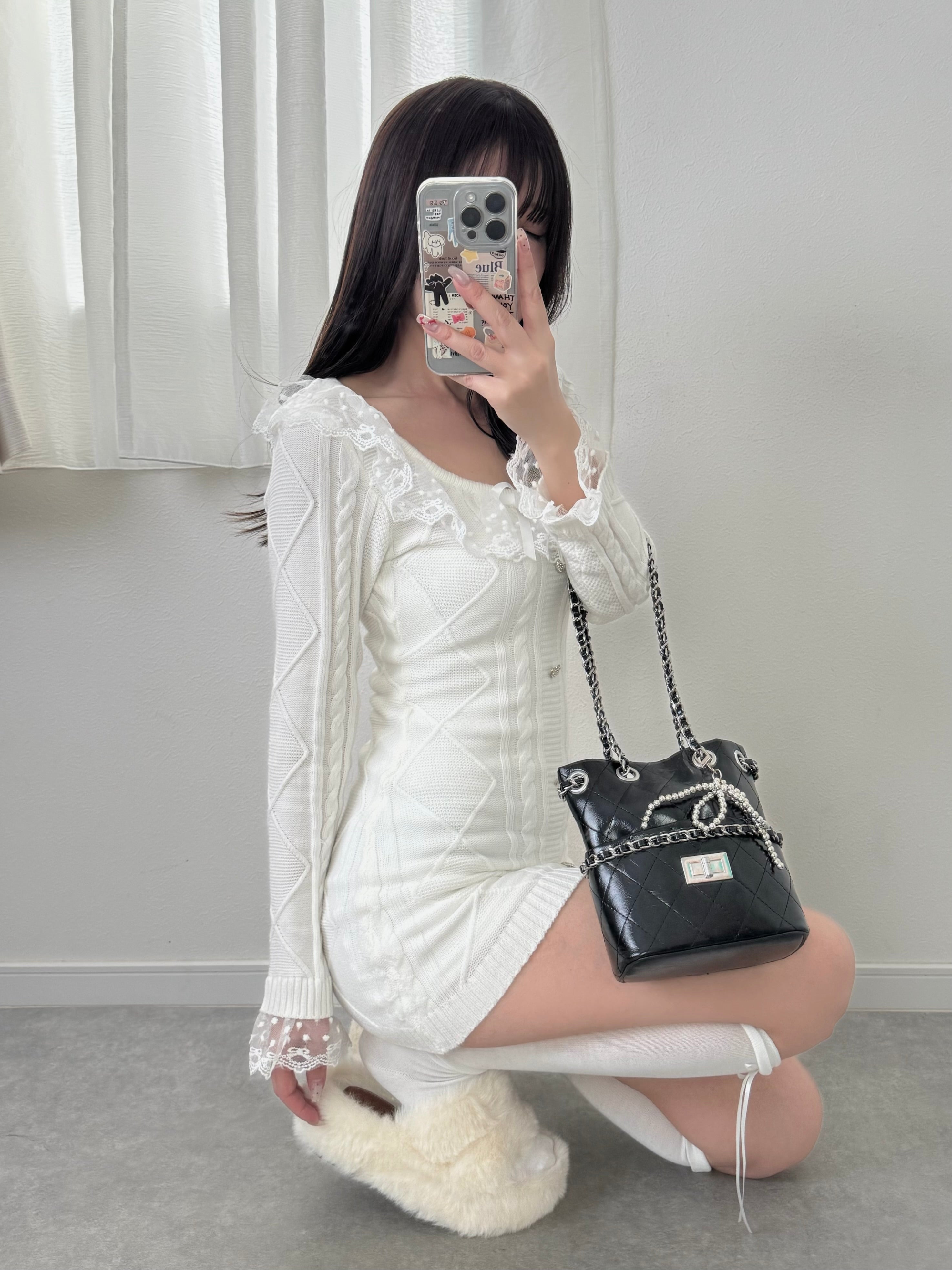 レースニットタイトワンピース KR13702