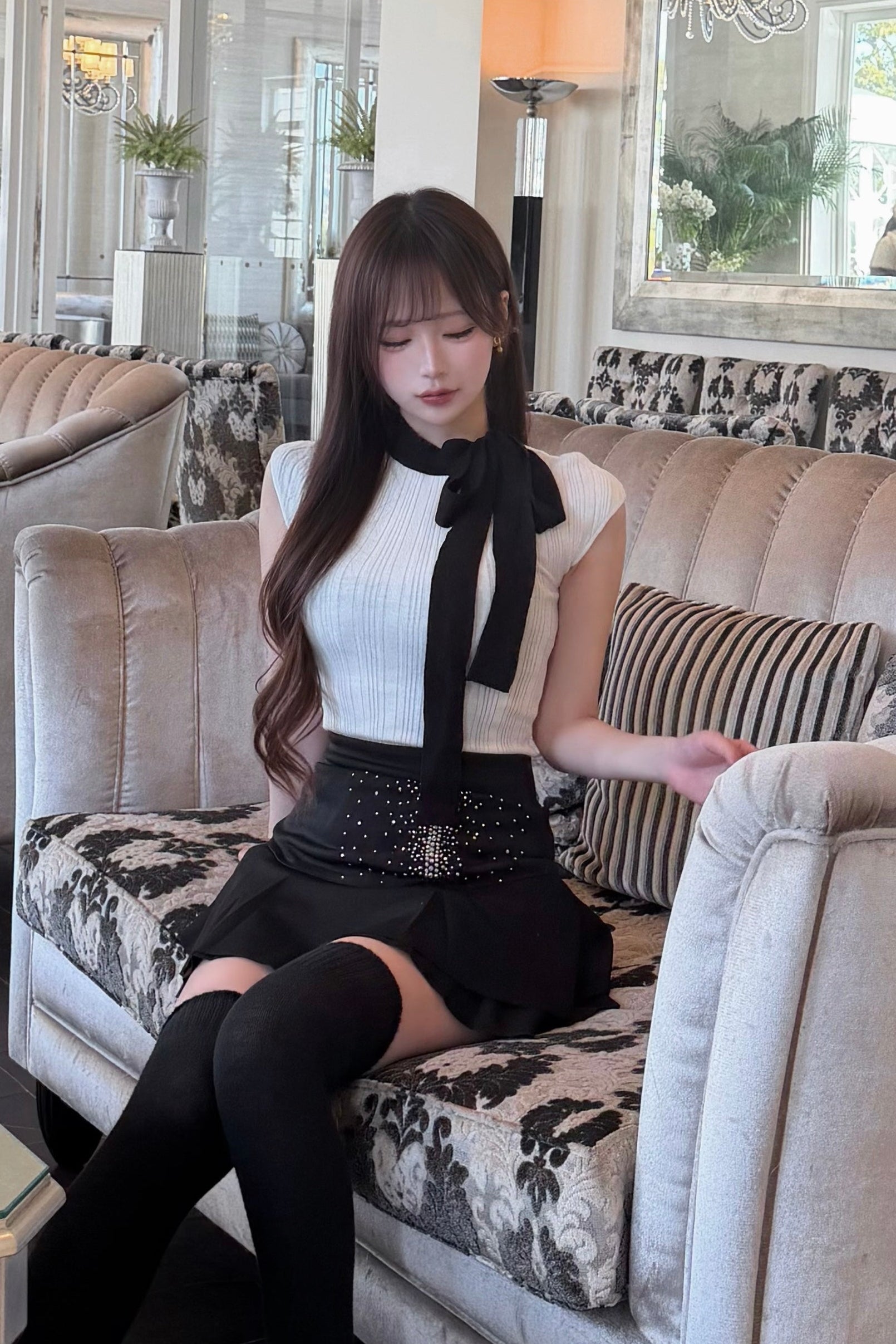 セミハイネックリボンニットT KR14292