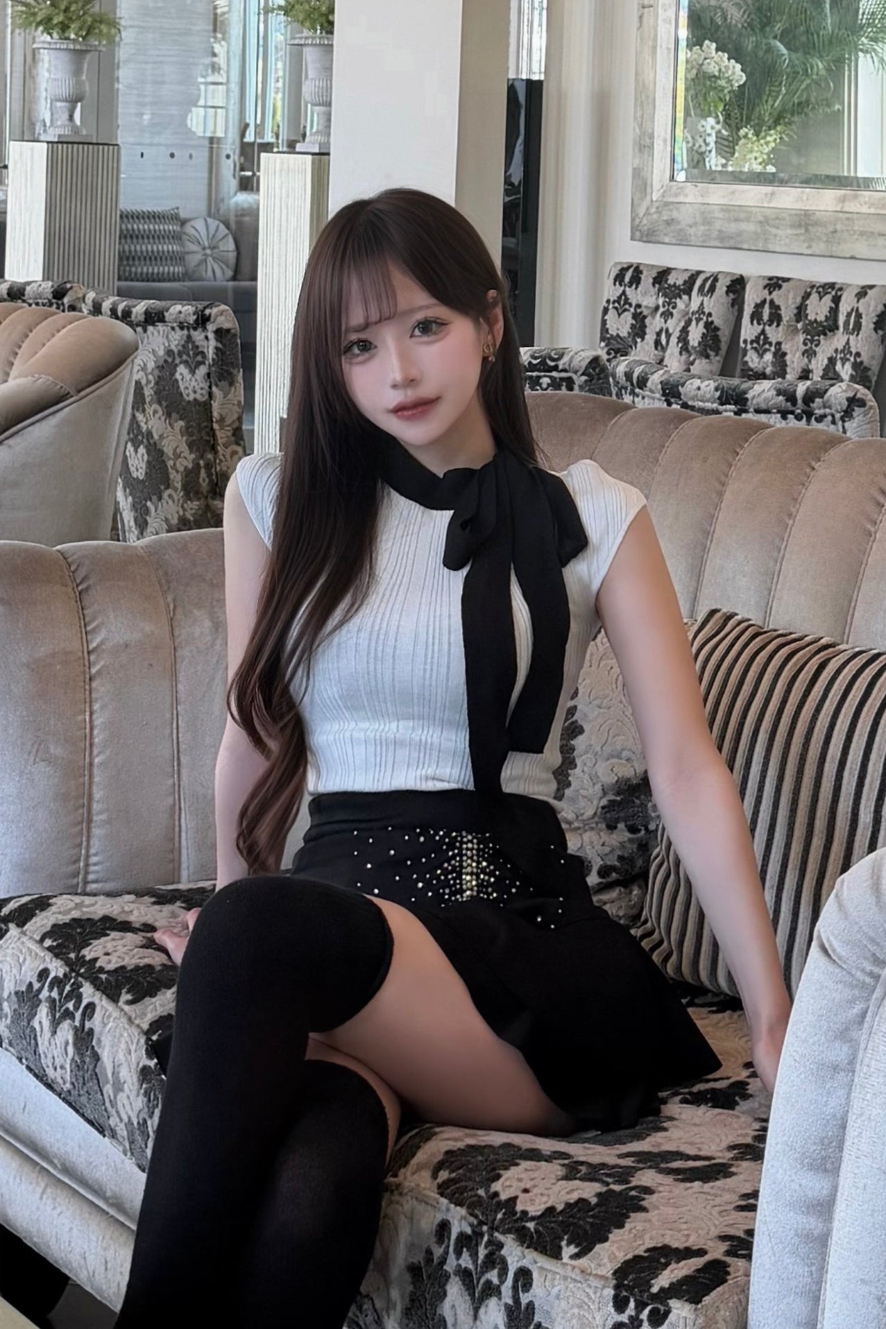 セミハイネックリボンニットT KR14292