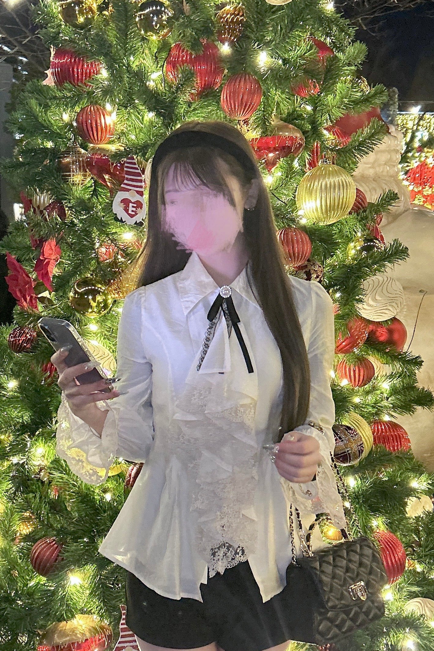 スリーブレースサテンブラウス KR13382