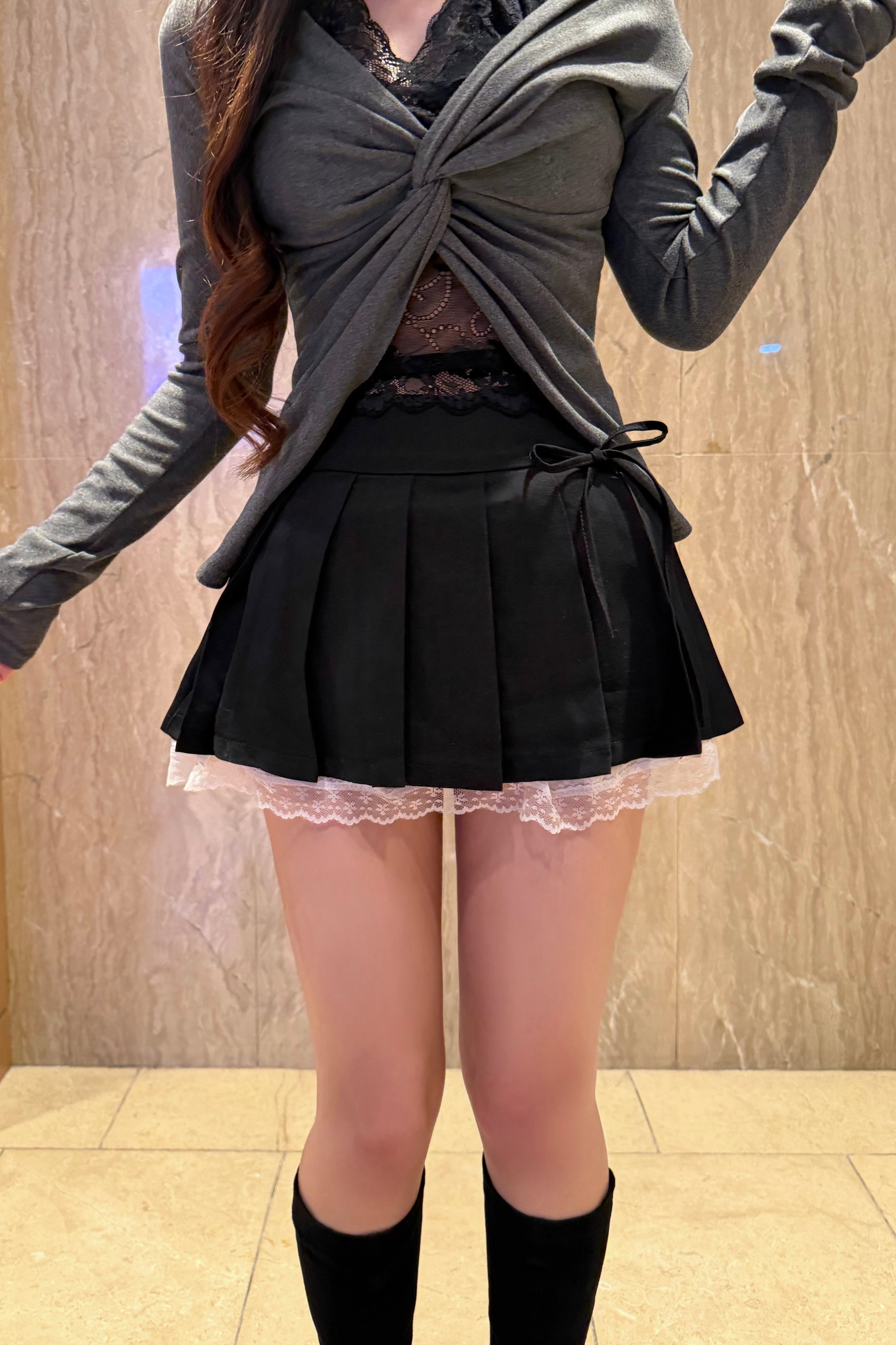 サイドリボンレーススカート KR14868