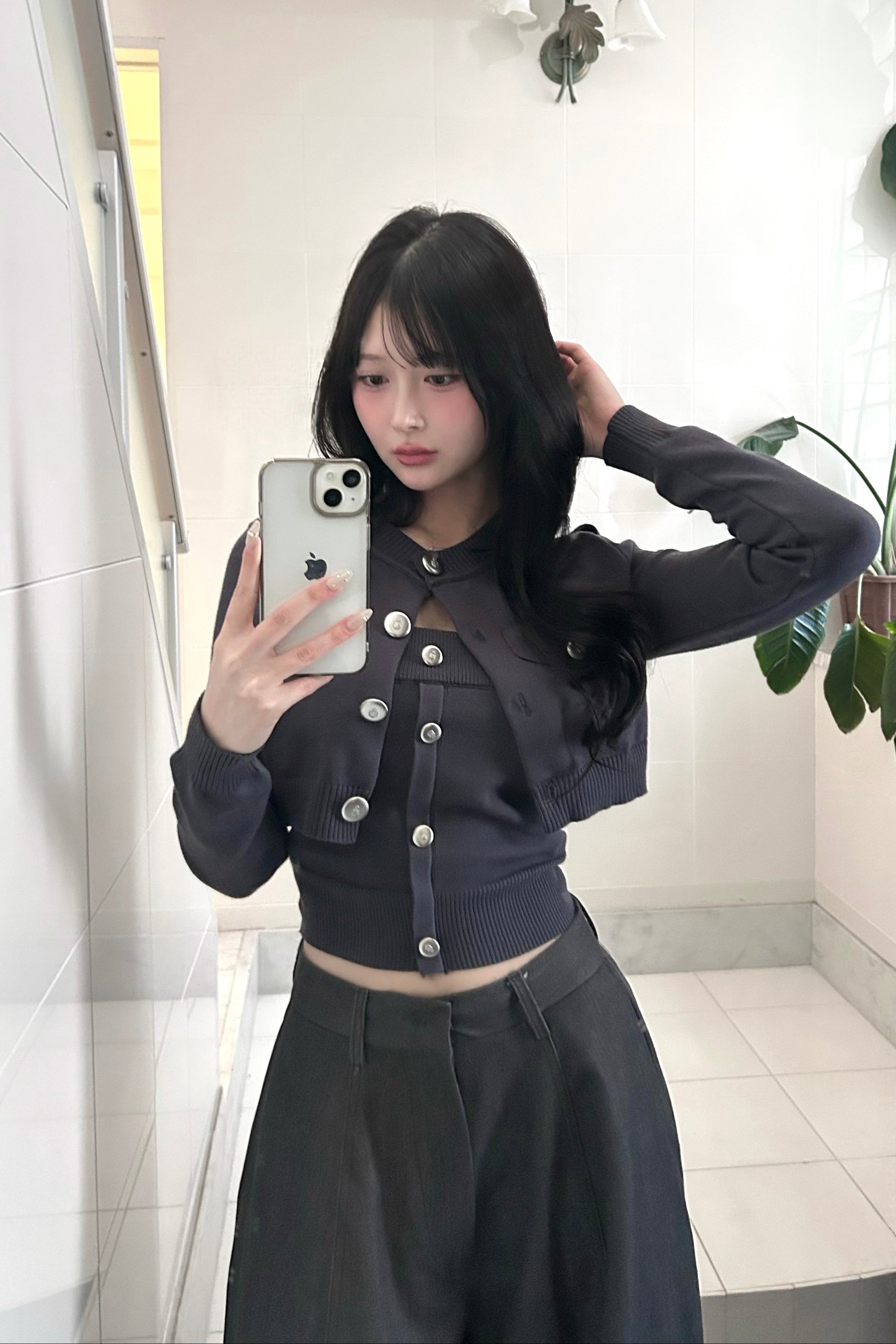 2wayボタンショートニット KR14590