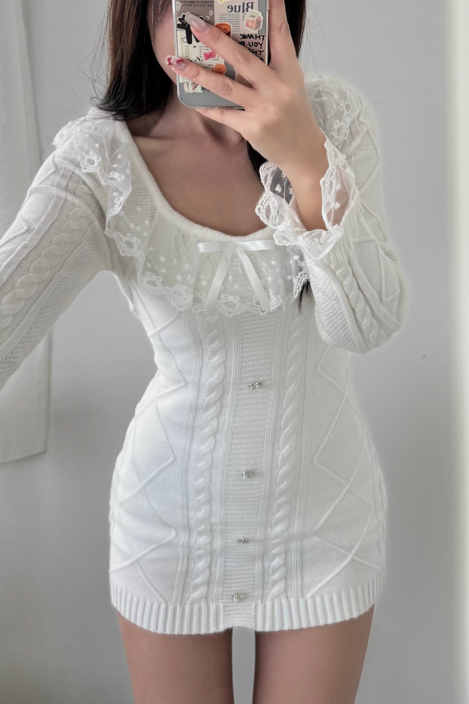 レースニットタイトワンピース KR13702