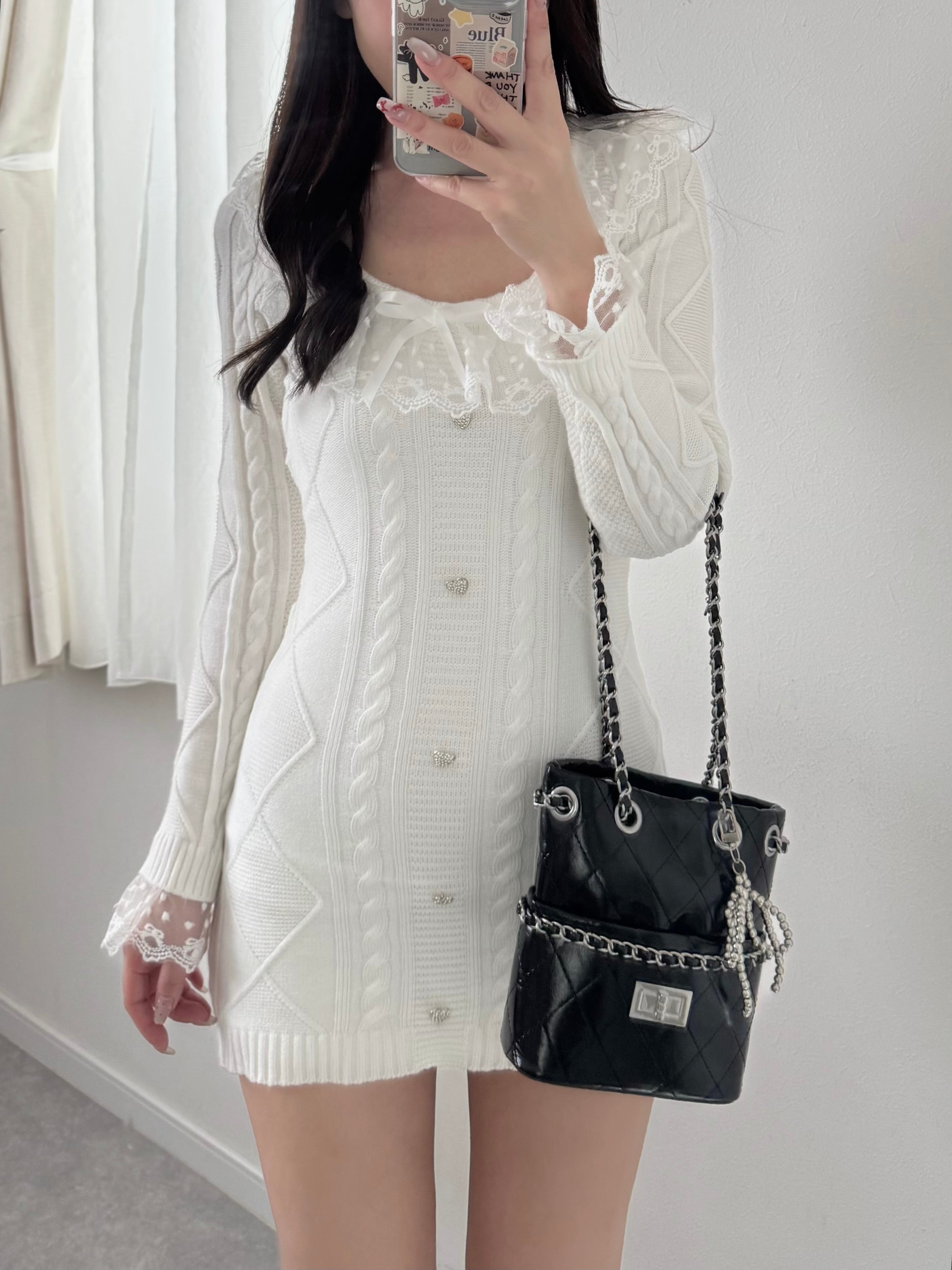 レースニットタイトワンピース KR13702