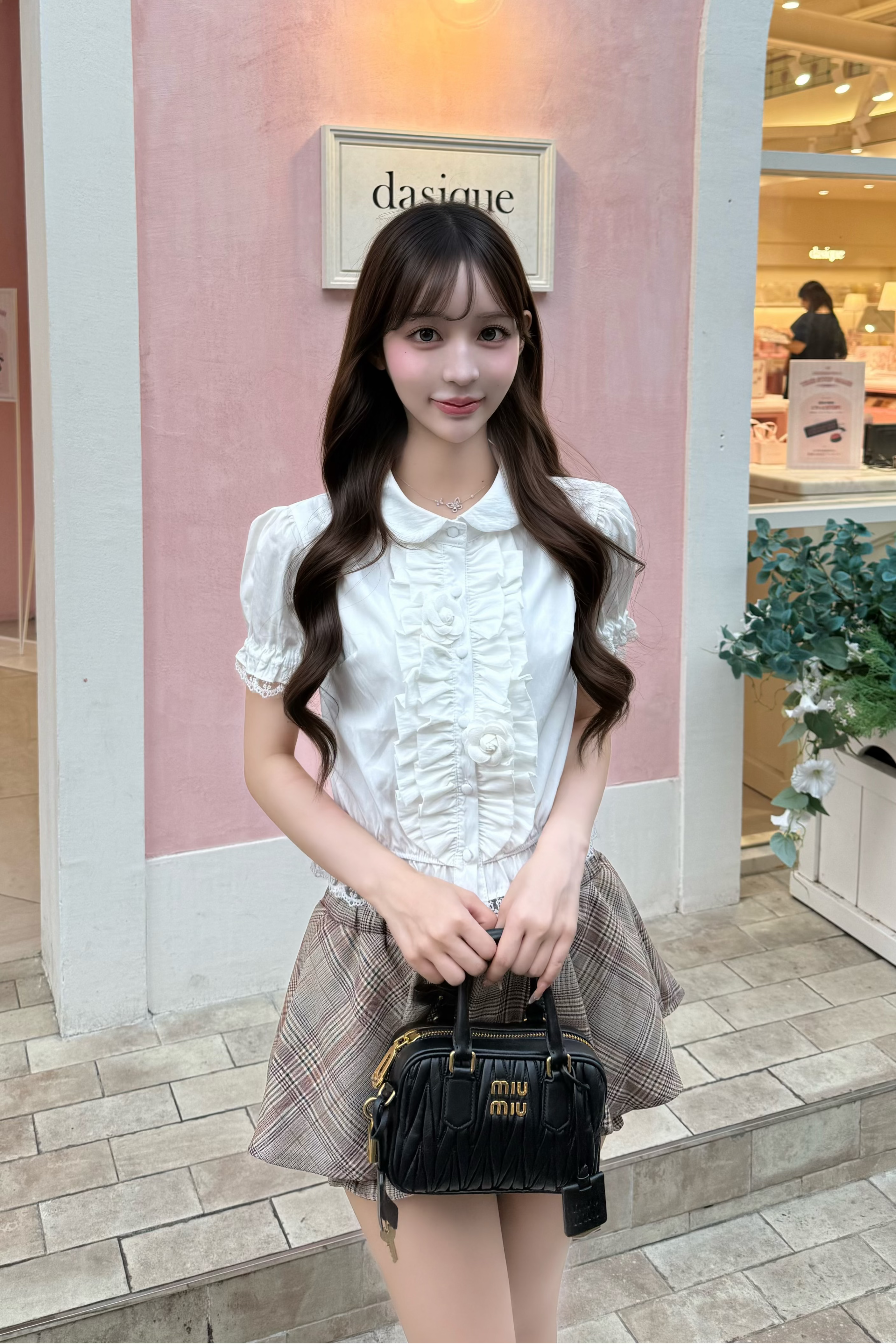 フラワーフリルチェックセットアップ KR30599