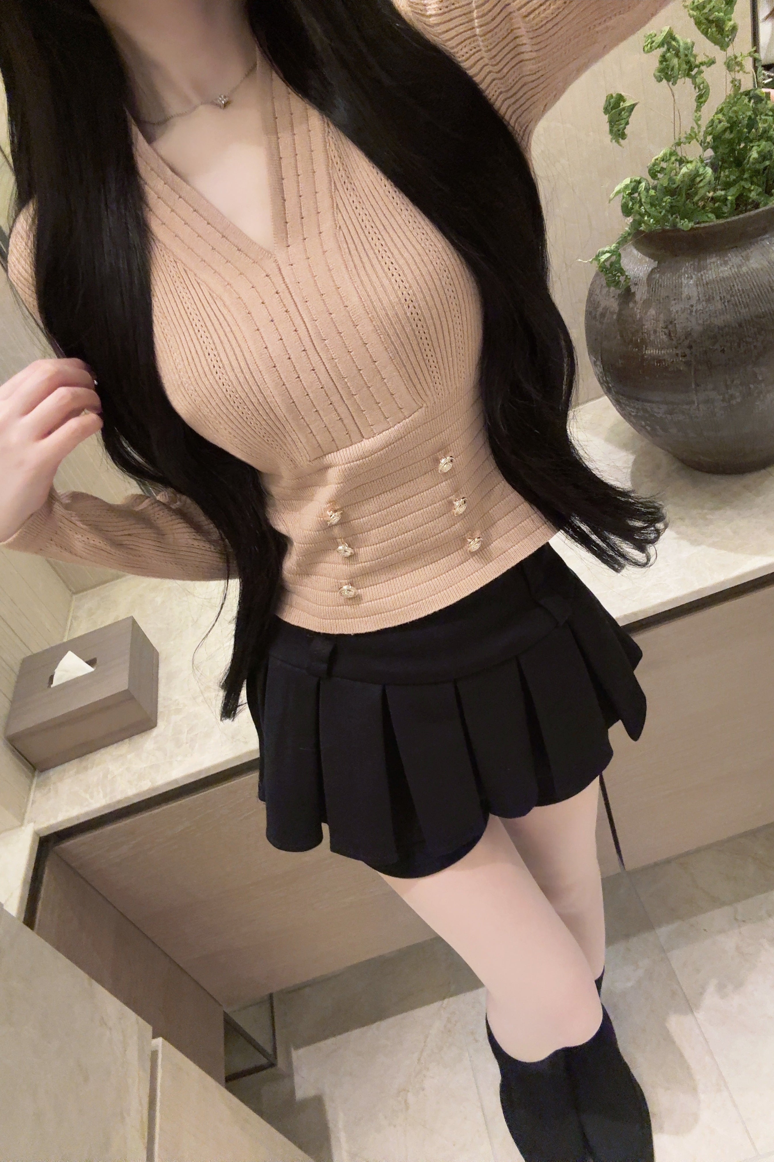 ウエストダブルボタンニット KR12736