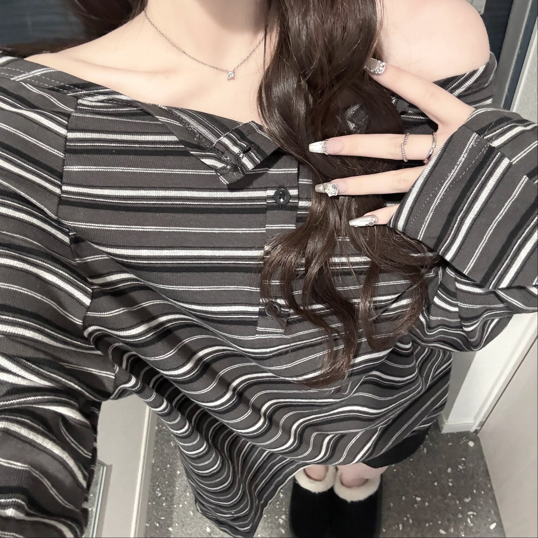 オフショルボーダーカットソー KR14351