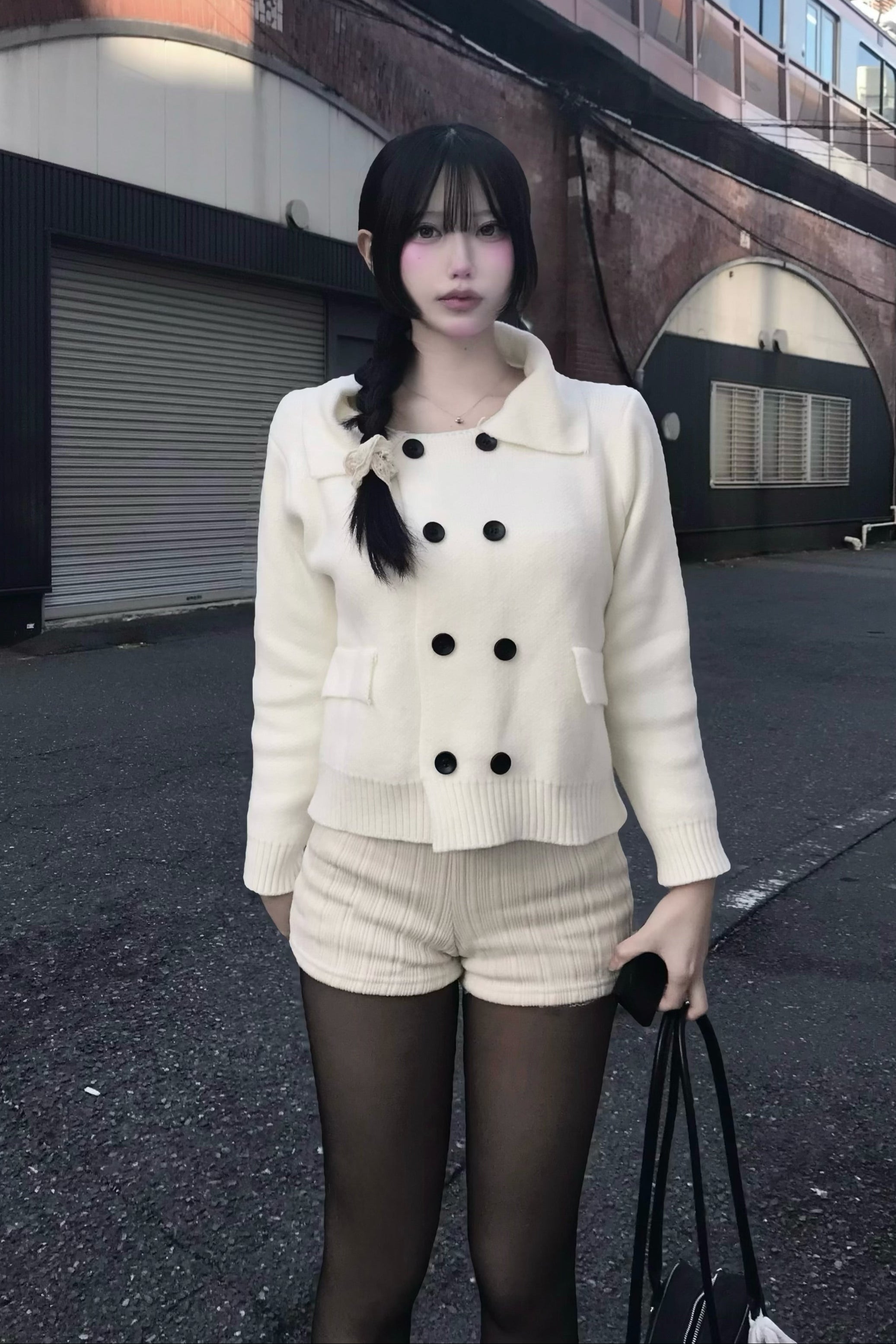 ダブルボタンニットカーディガン KR14046