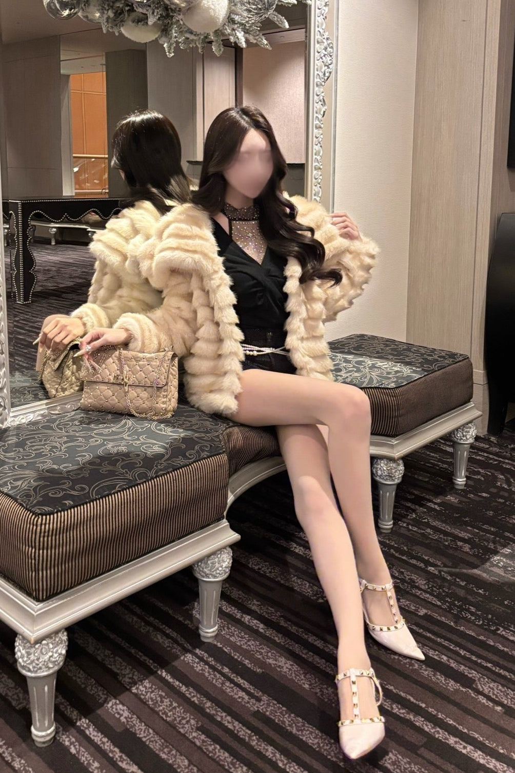 ラグジュアリーワッフルファーコート KR30375