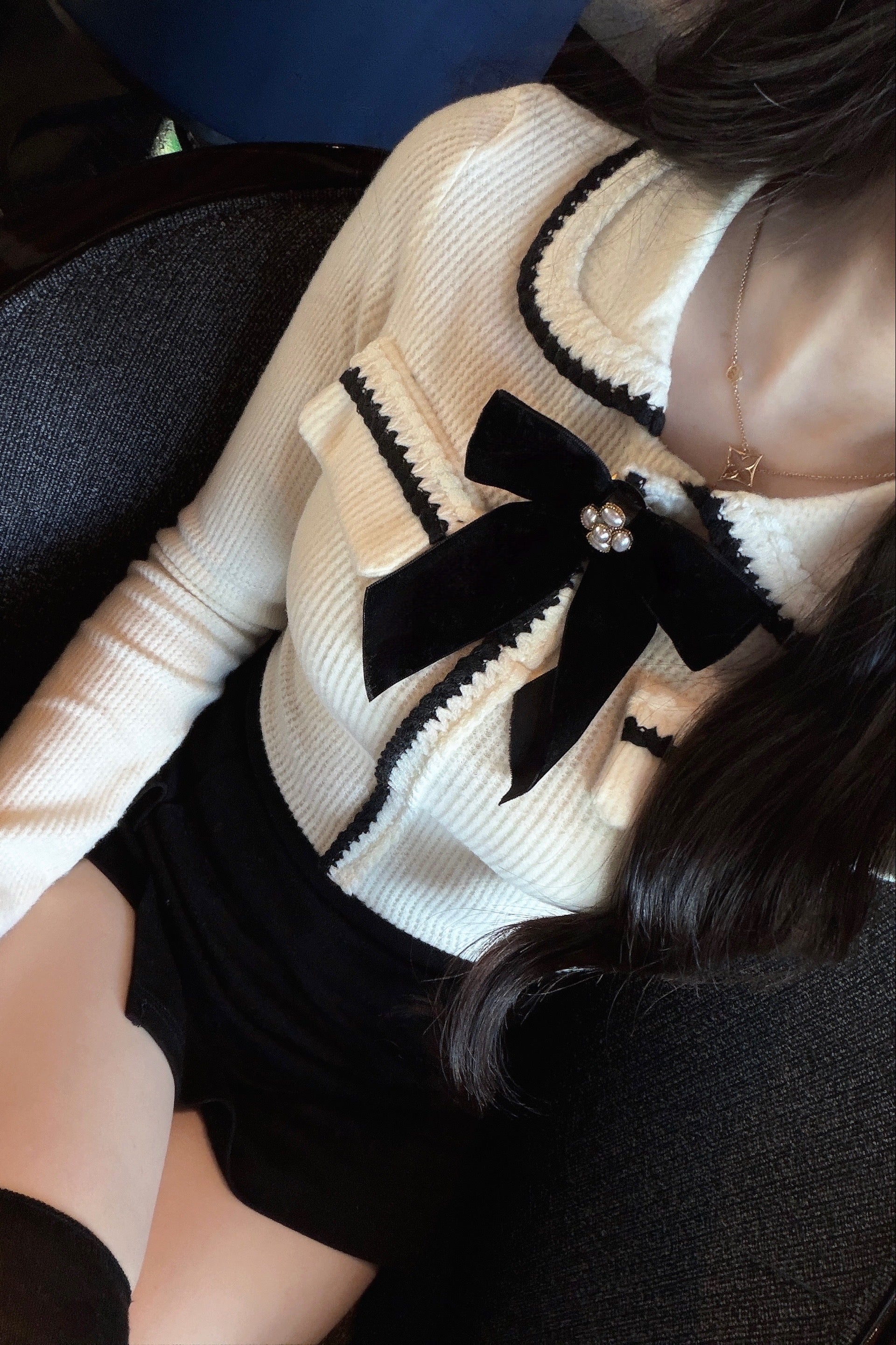 フロントリボンニットカーディガン KR14276