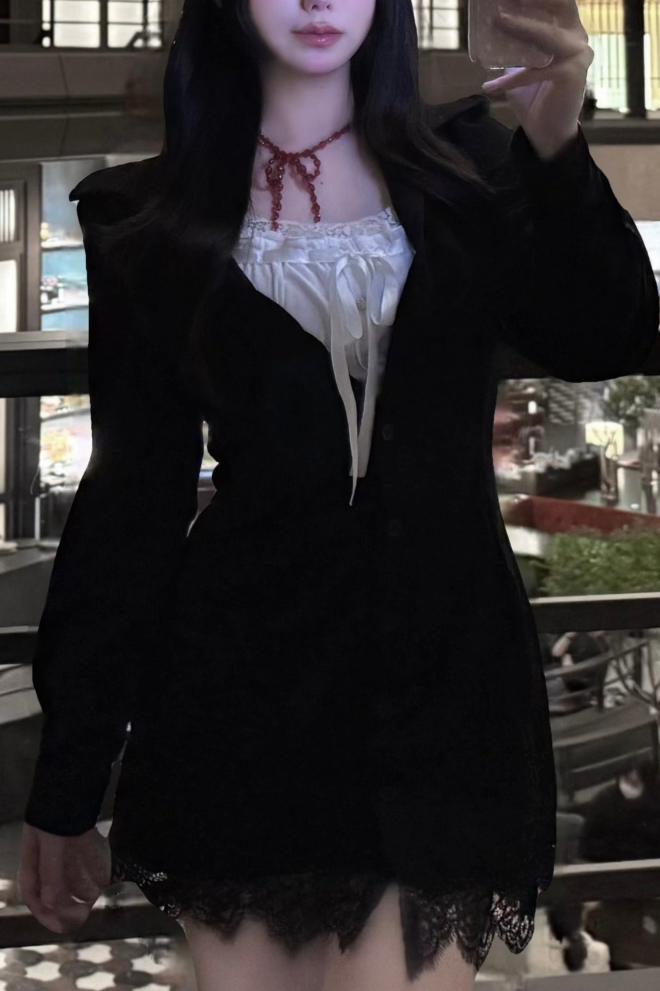 フロントボタンレースシャツワンピース KR14048