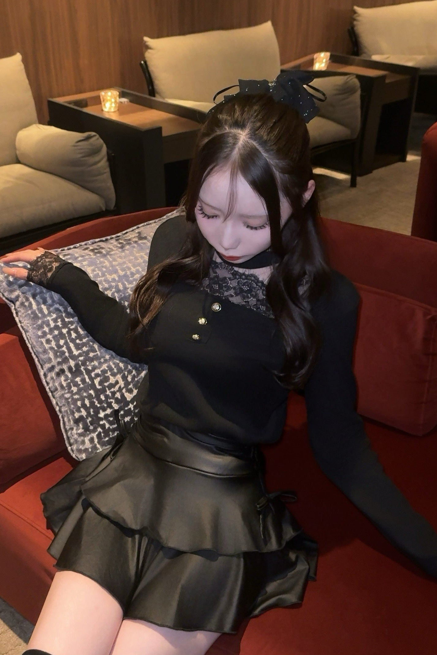 フロントボタンレースデザイントップス KR13879