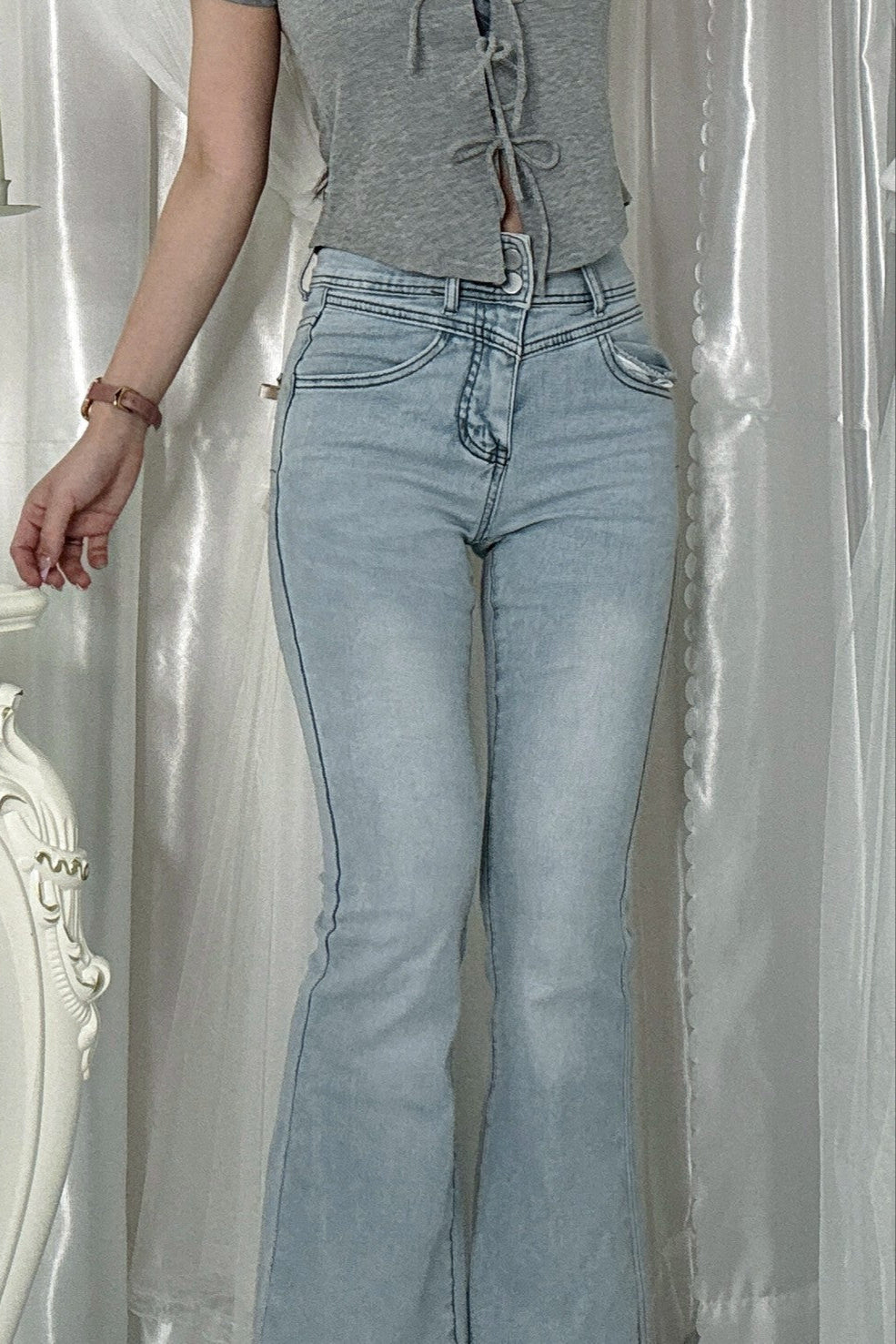 バックポケットリボンフレアパンツ KR10386