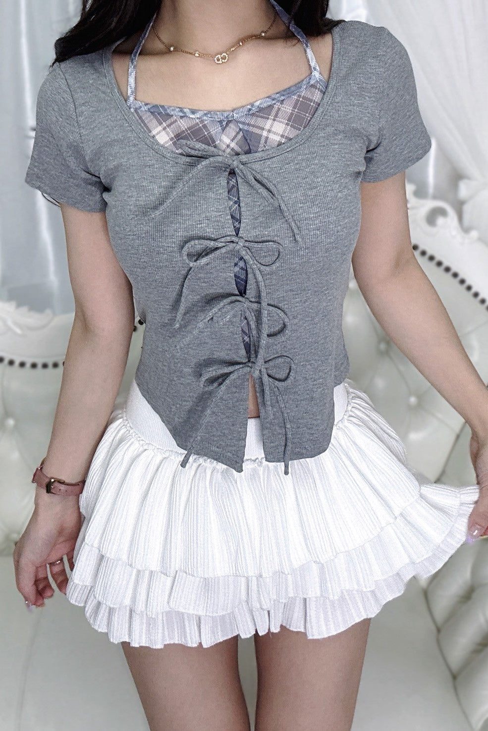 ホワイトフリルスカート KR10382