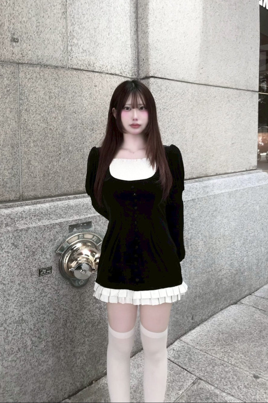 velvet black one-pice KR10085